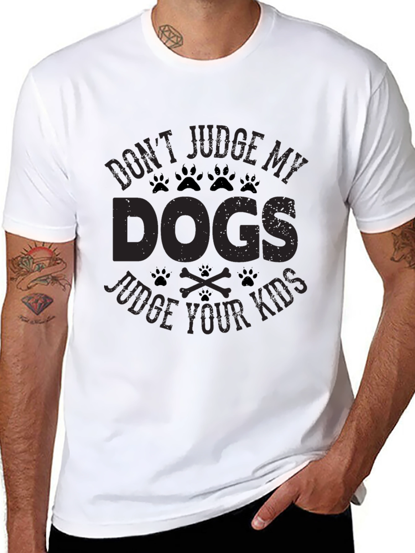 Dont Judge My Dogs Judge Your Kids Black T-Shirt