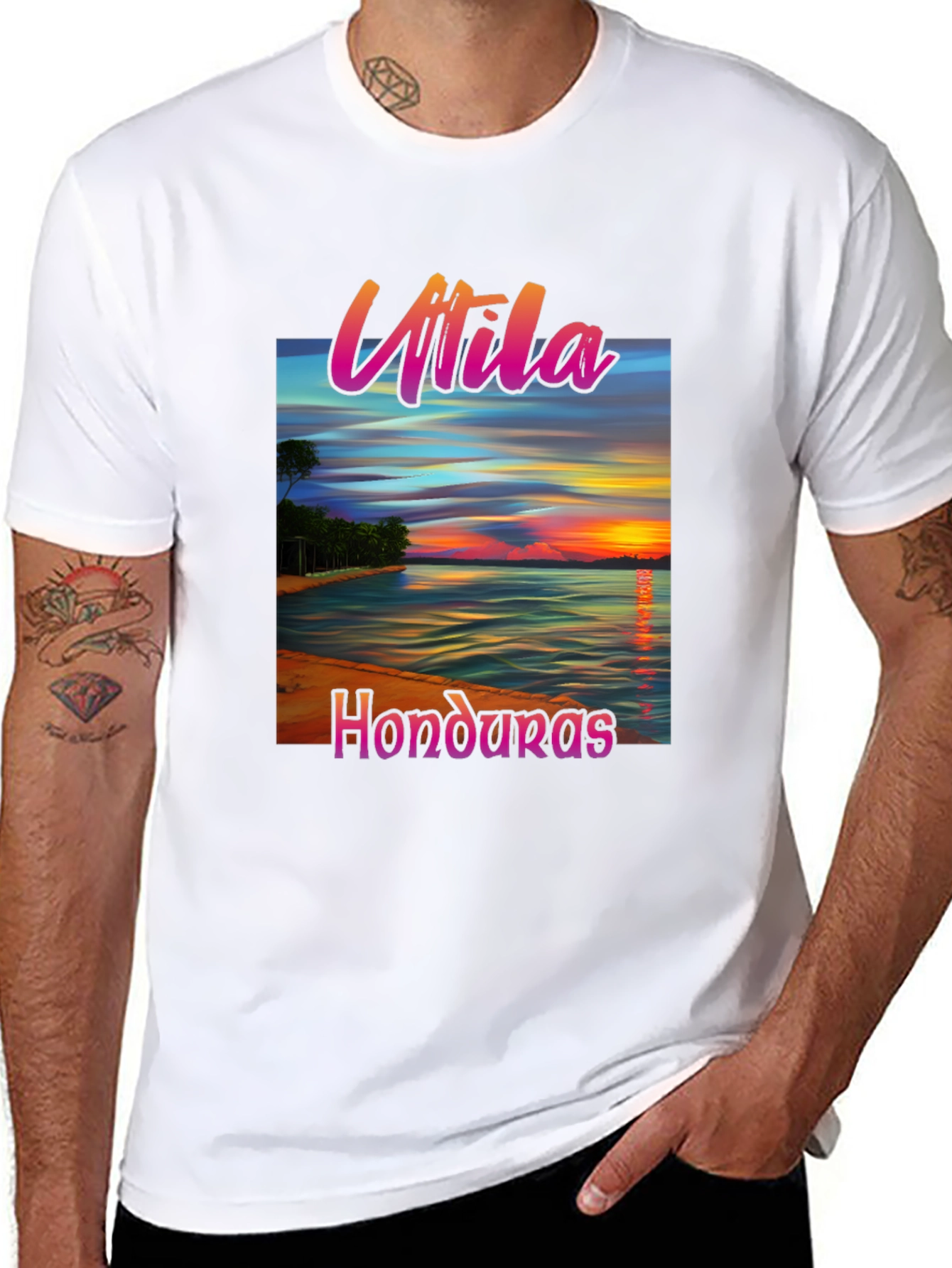Utila Honduras Black T-Shirt Tropical Vacation
