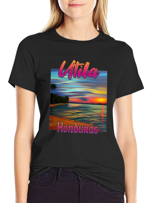 Utila Honduras Black T-Shirt Tropical Vacation