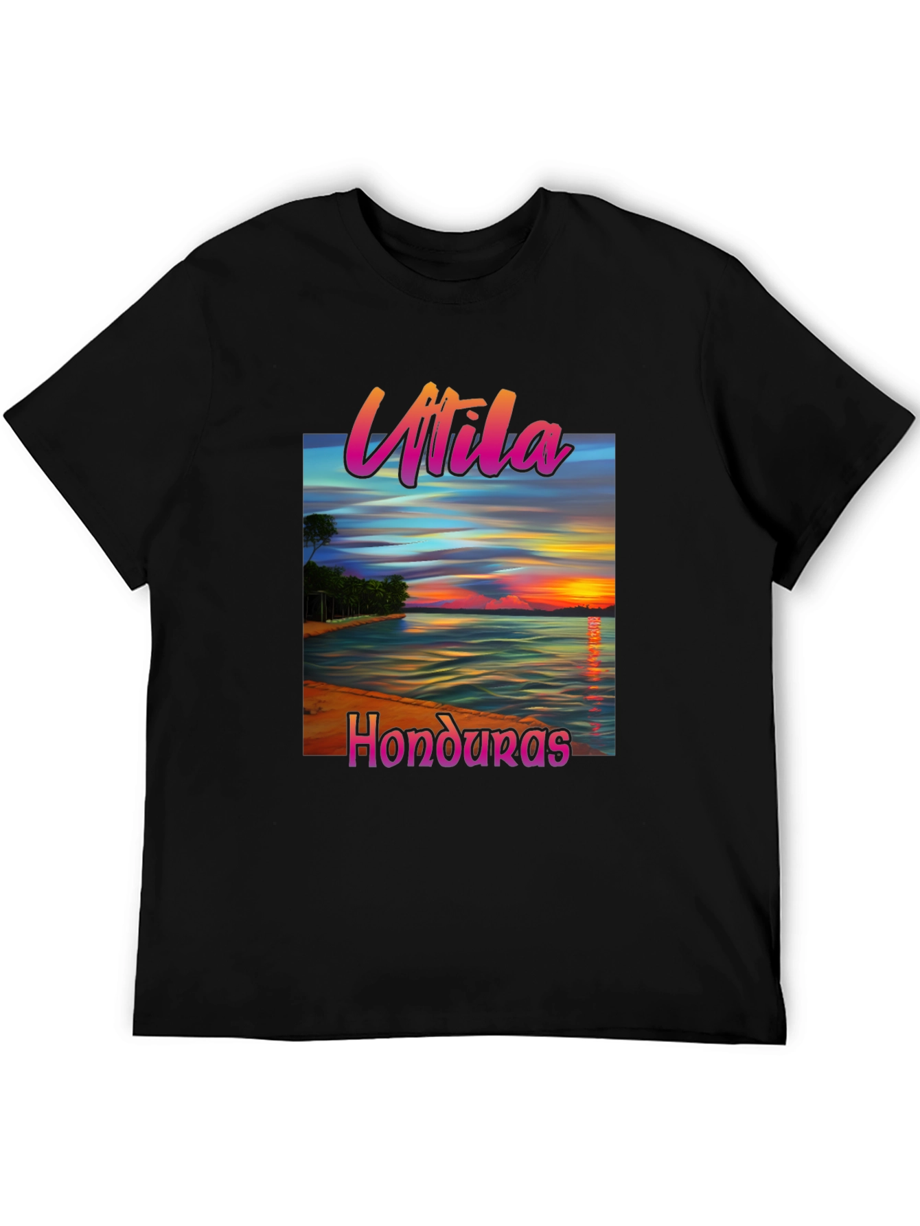 Utila Honduras Black T-Shirt Tropical Vacation