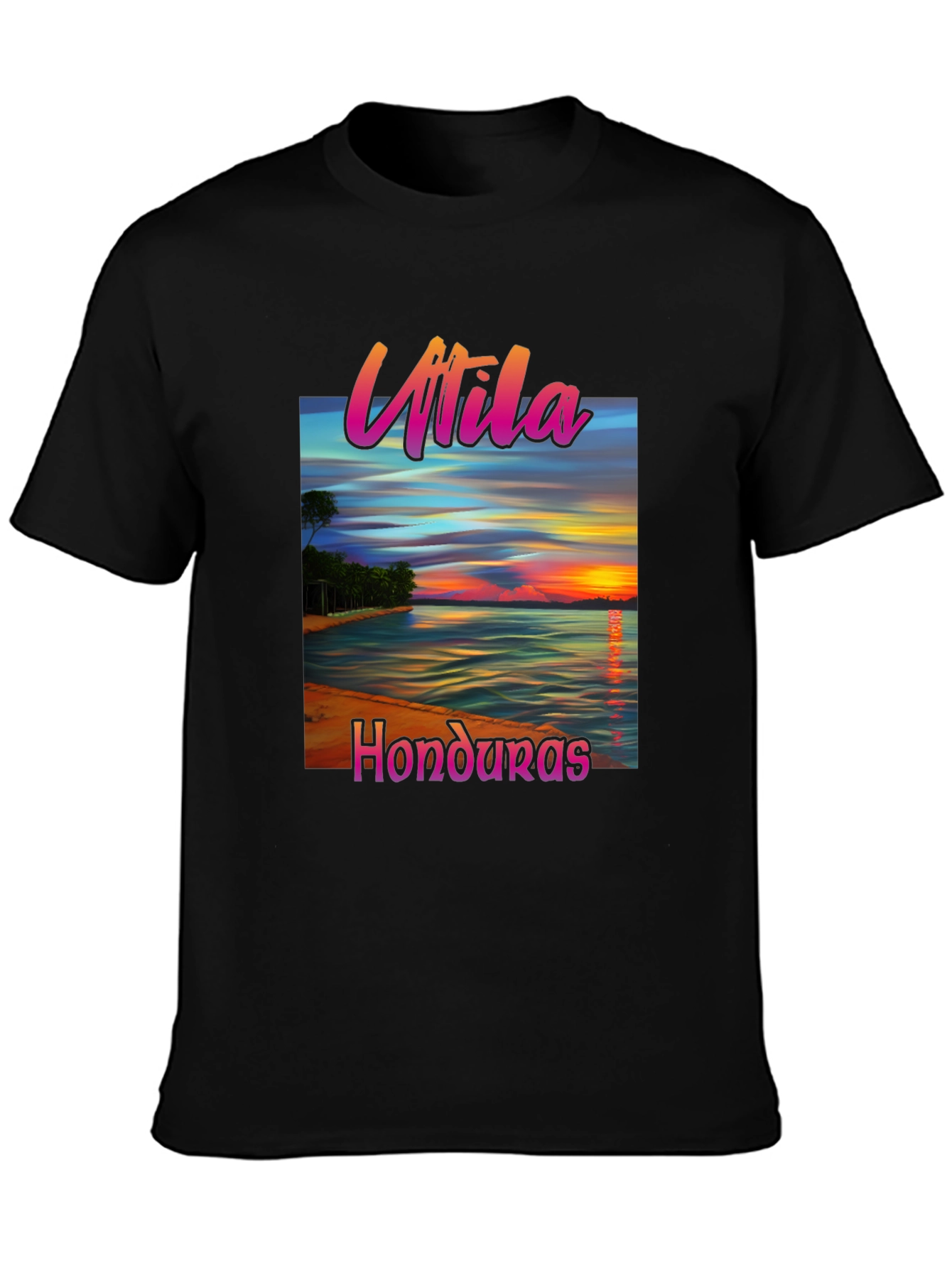 Utila Honduras Black T-Shirt Tropical Vacation