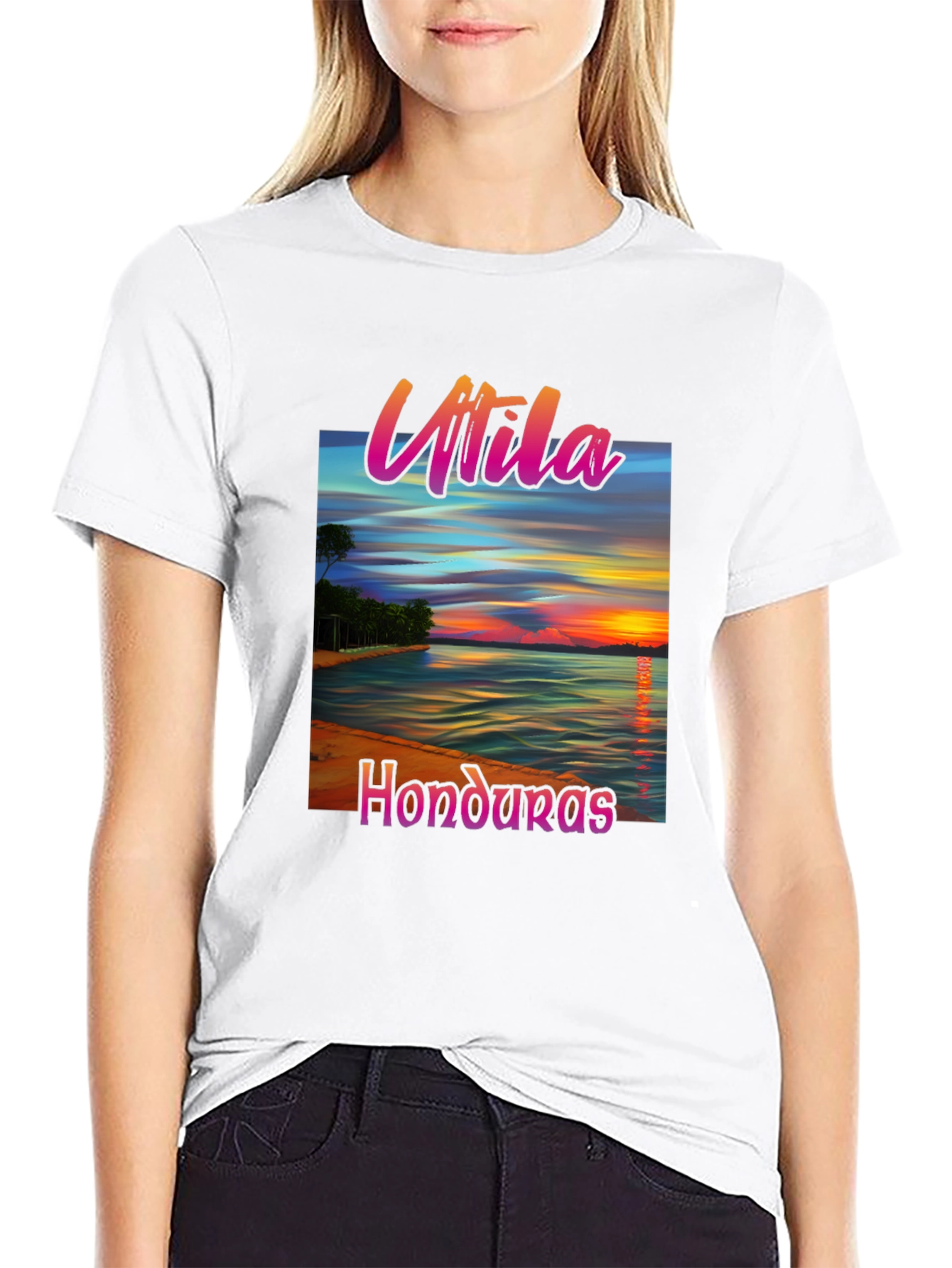 Utila Honduras Black T-Shirt Tropical Vacation