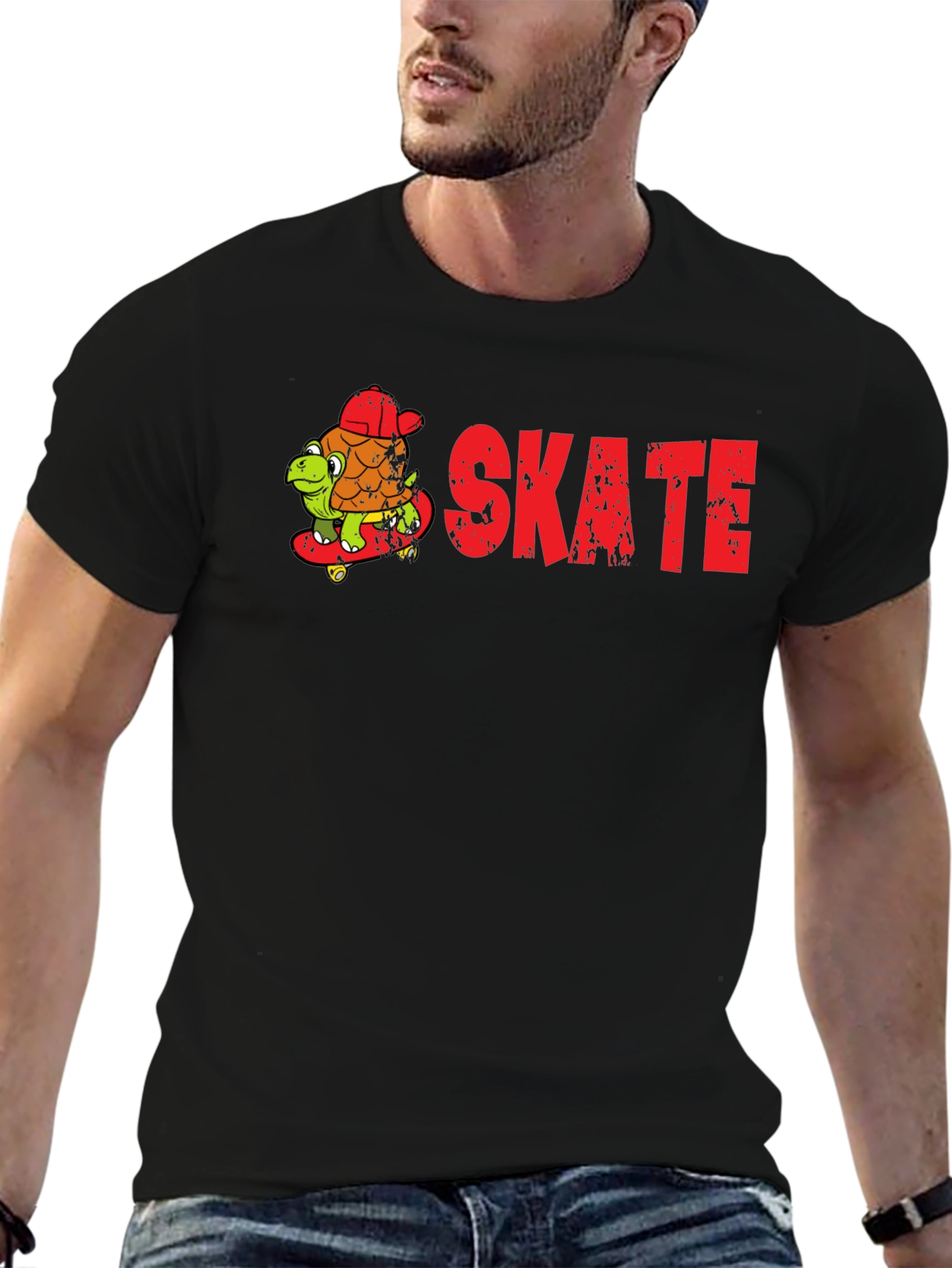 Skateboarding Turtle Graphic T-Shirt