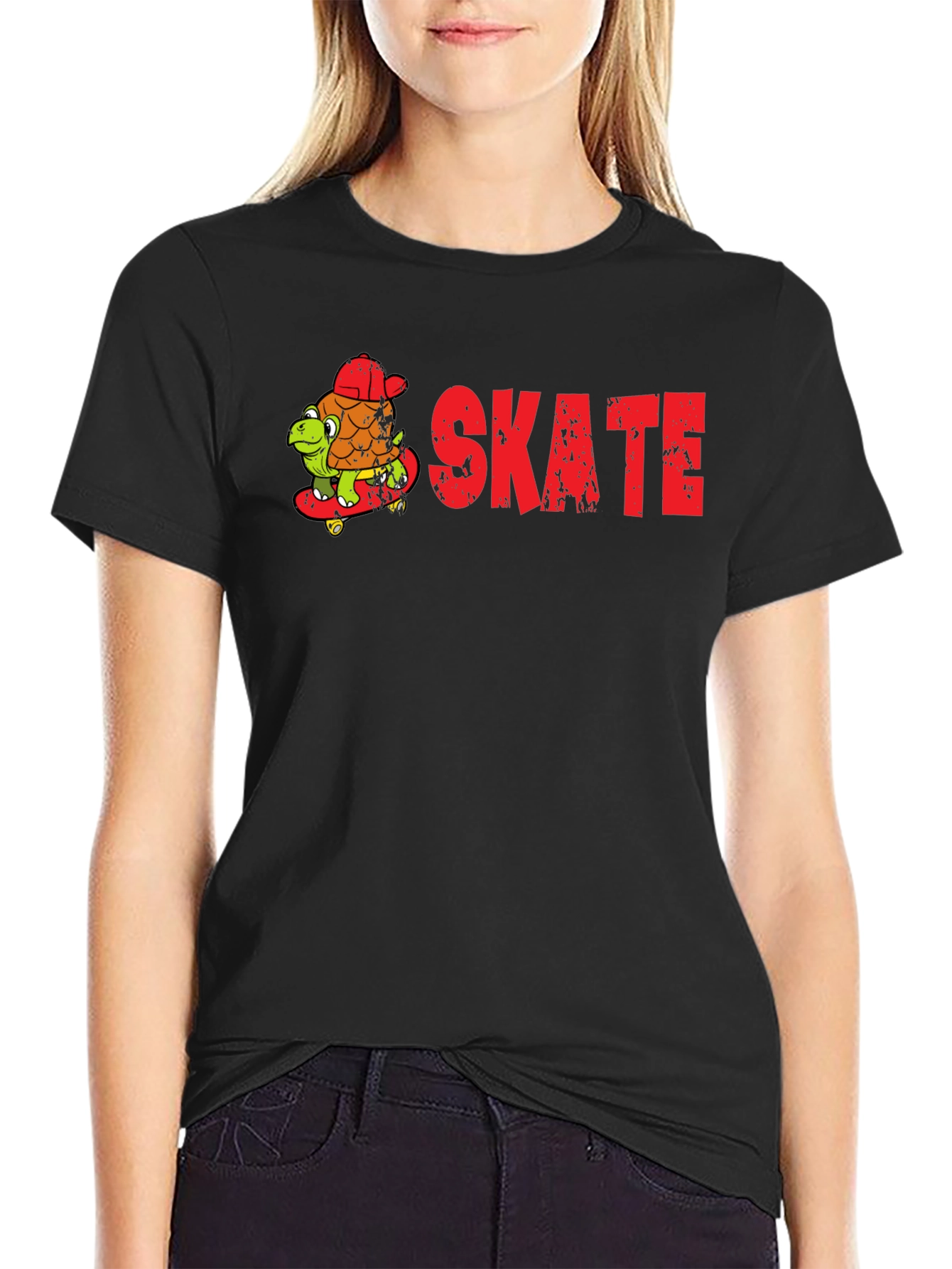 Skateboarding Turtle Graphic T-Shirt