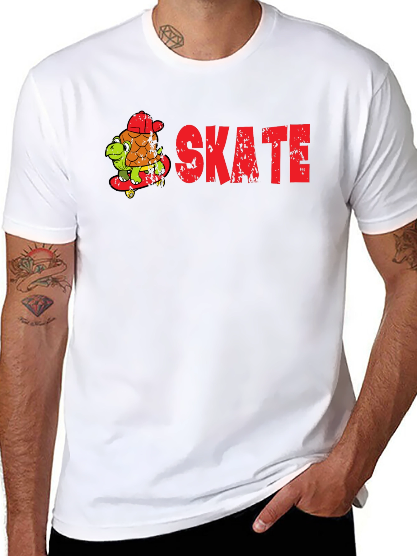 Skateboarding Turtle Graphic T-Shirt