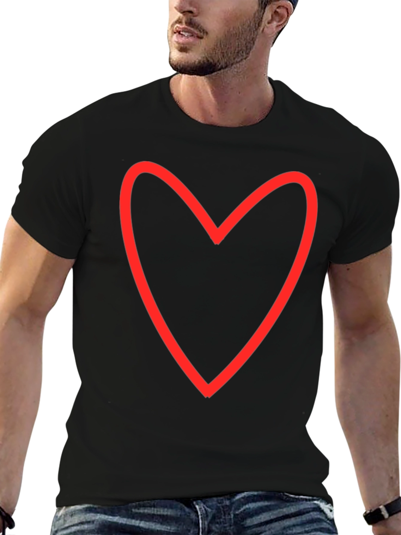 Heart Outline Graphic Tee - Black