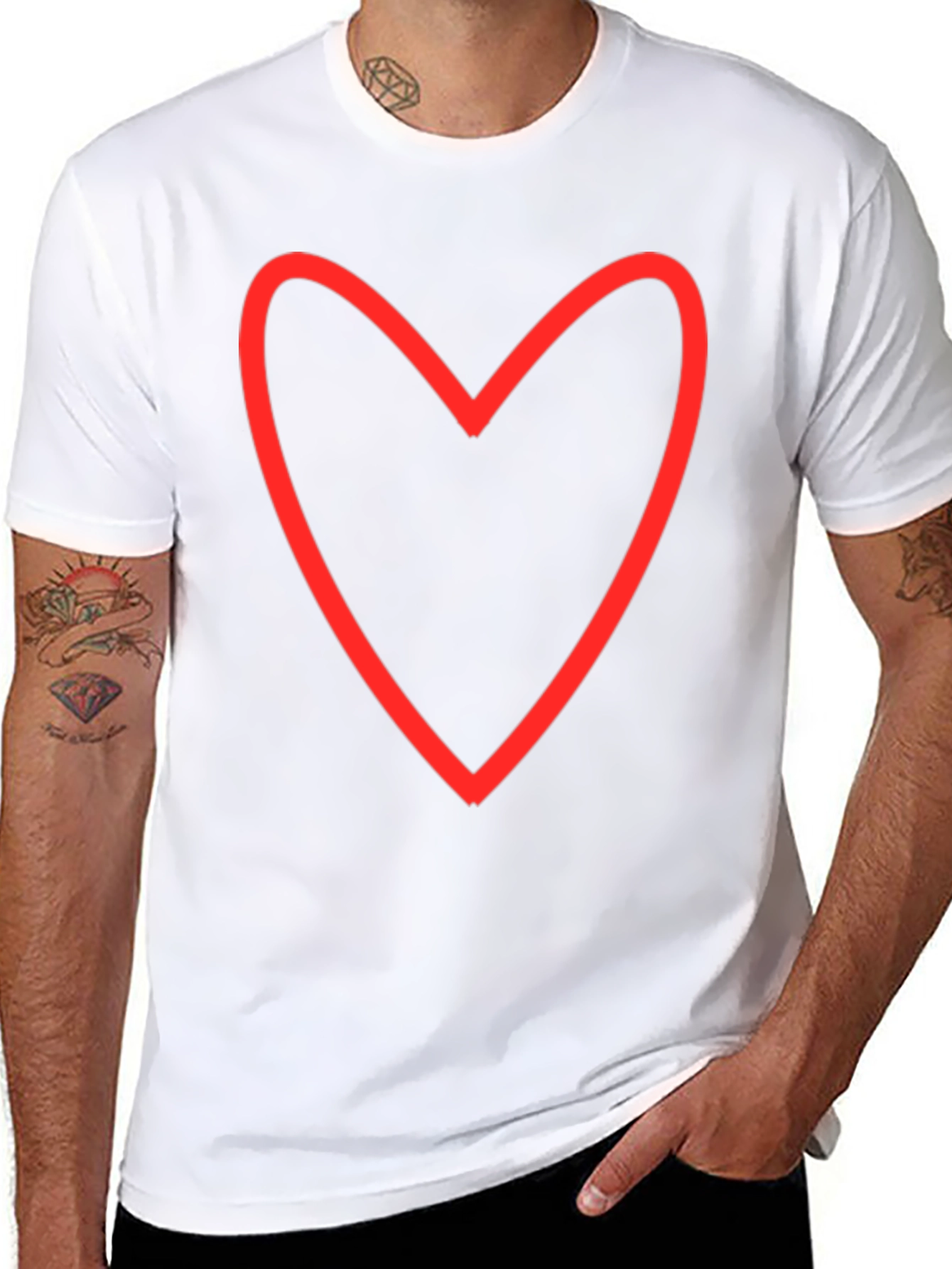 Heart Outline Graphic Tee - Black