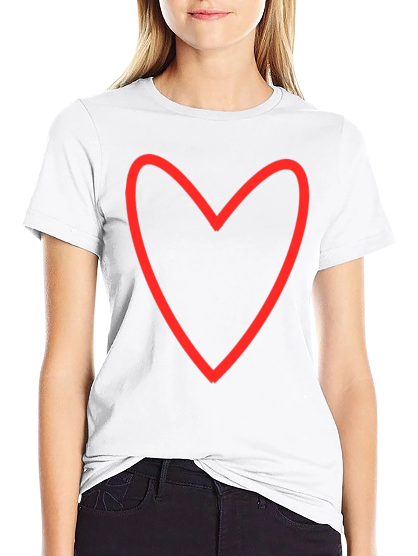 Heart Outline Graphic Tee - Black