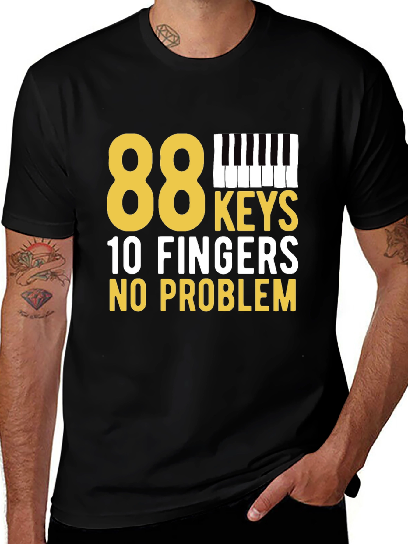 88 Keys 10 Fingers No Problem Black T-Shirt