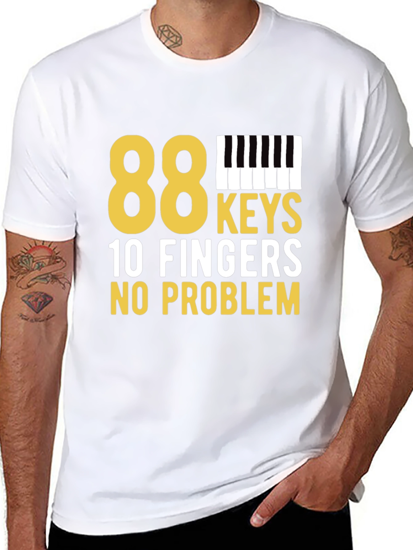 88 Keys 10 Fingers No Problem Black T-Shirt