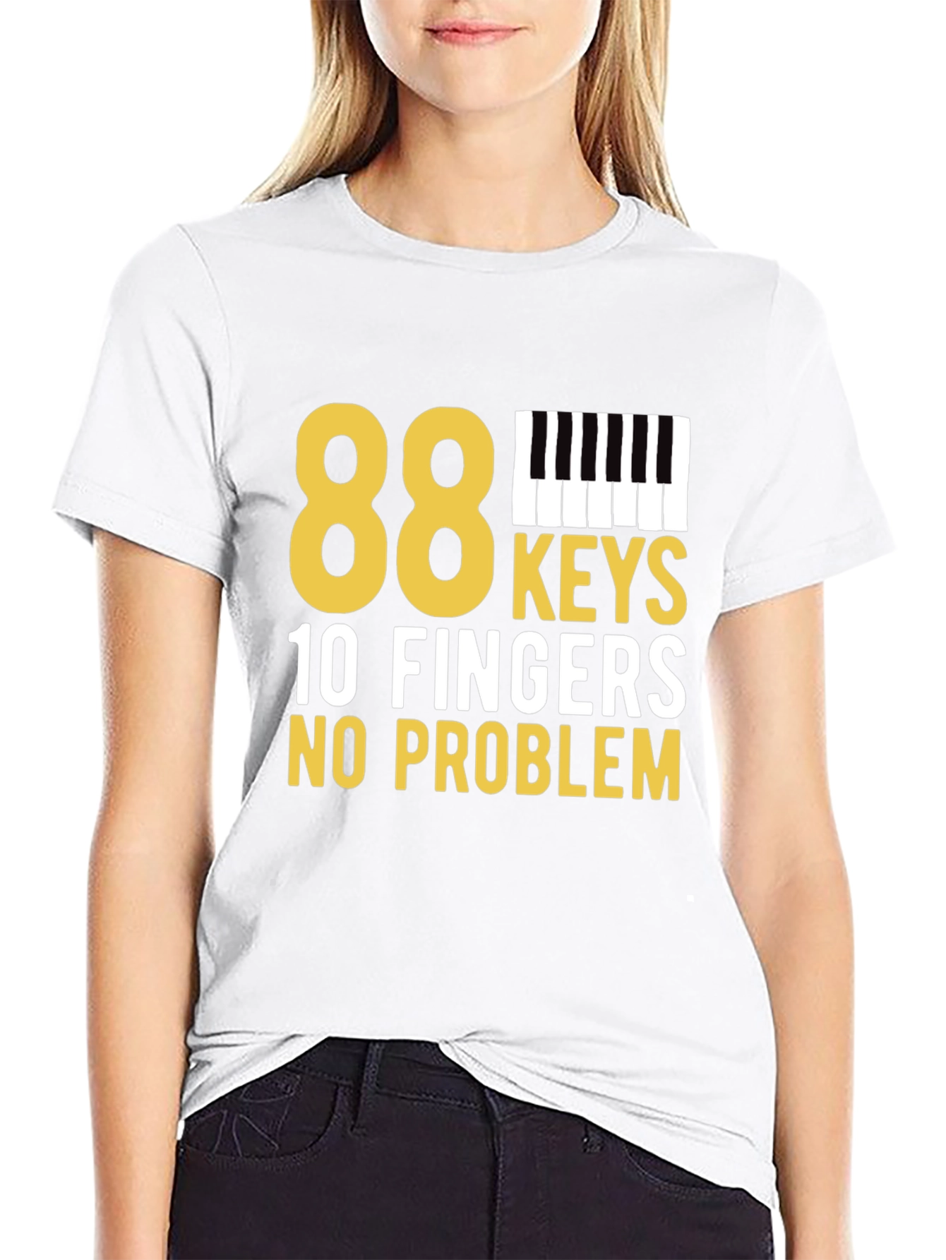 88 Keys 10 Fingers No Problem Black T-Shirt