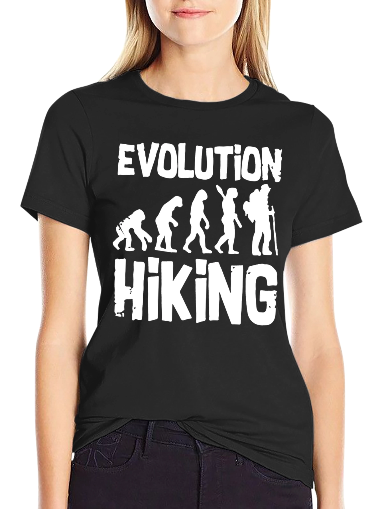 Evolution of Hiking Graphic T-Shirt - Black