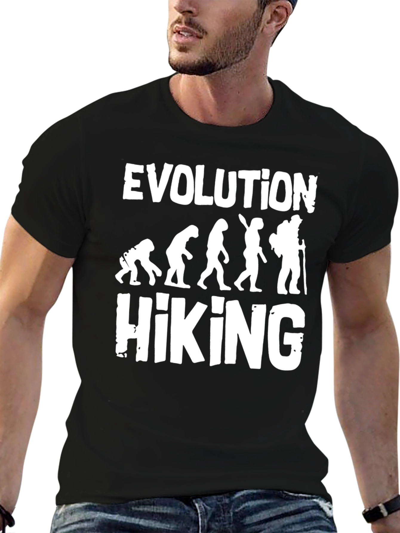 Evolution of Hiking Graphic T-Shirt - Black