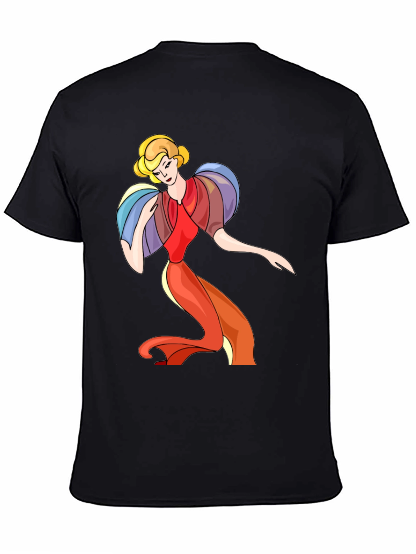Retro Cartoon Lady Black T-Shirt