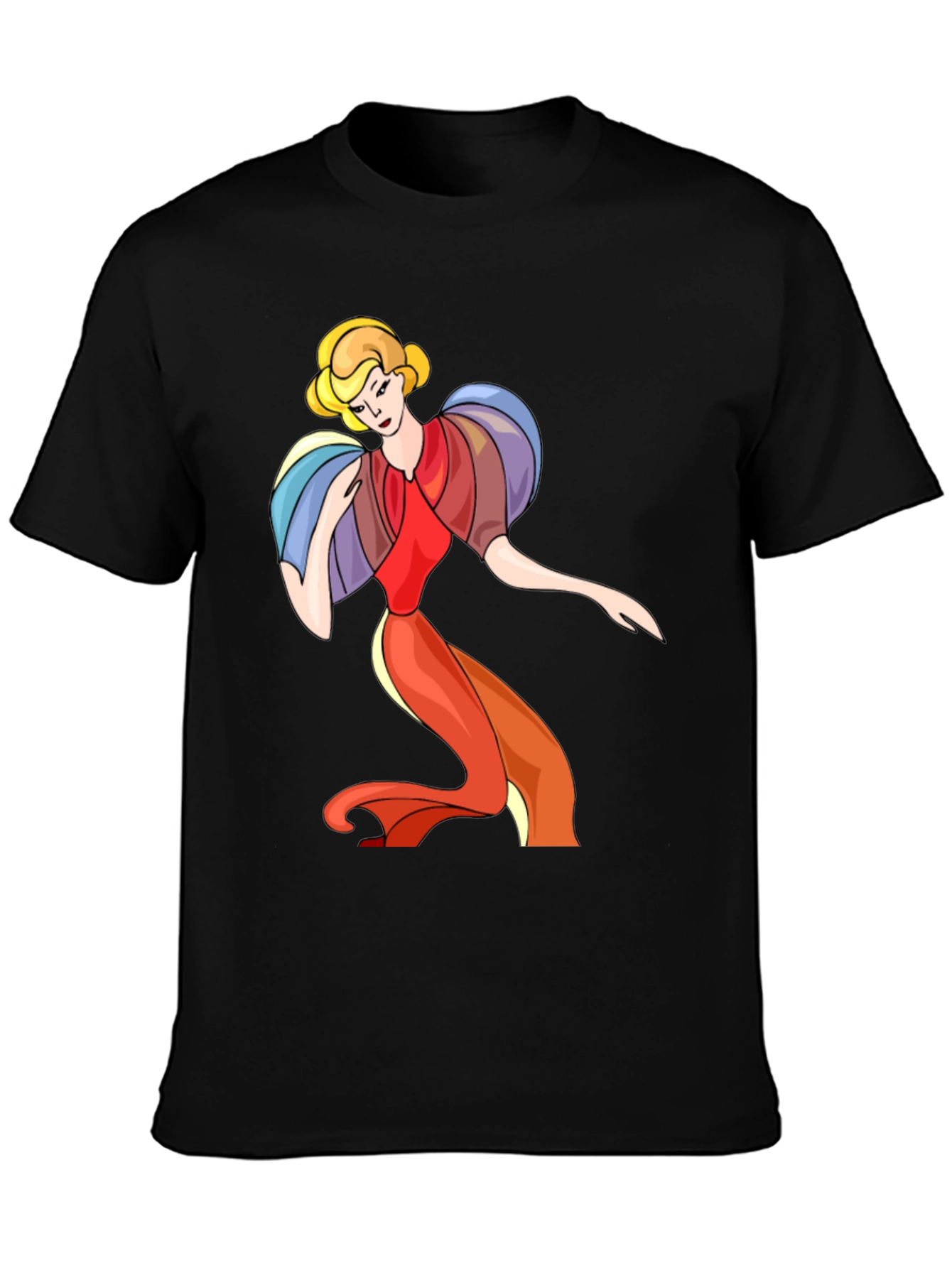 Retro Cartoon Lady Black T-Shirt