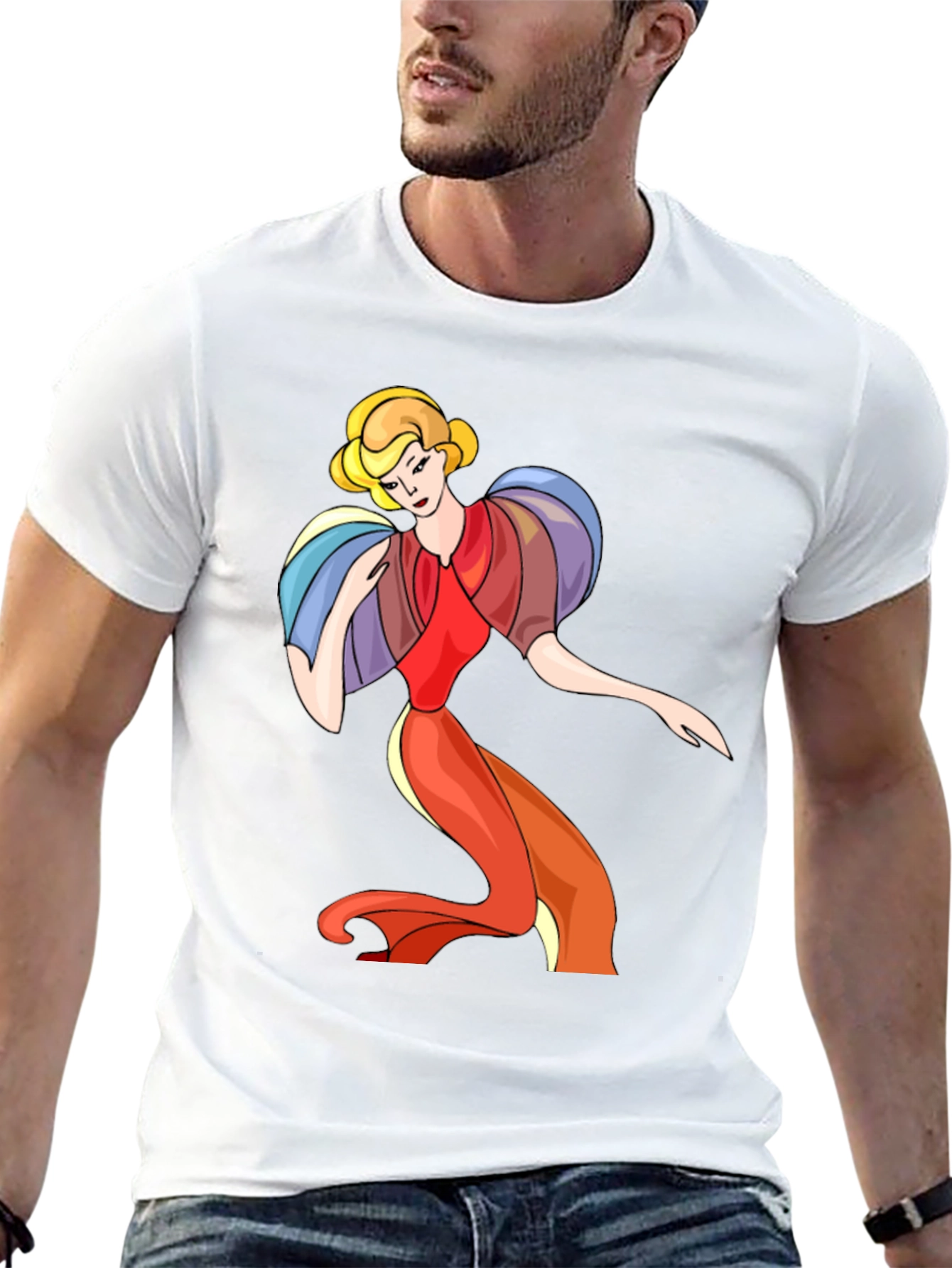 Retro Cartoon Lady Black T-Shirt