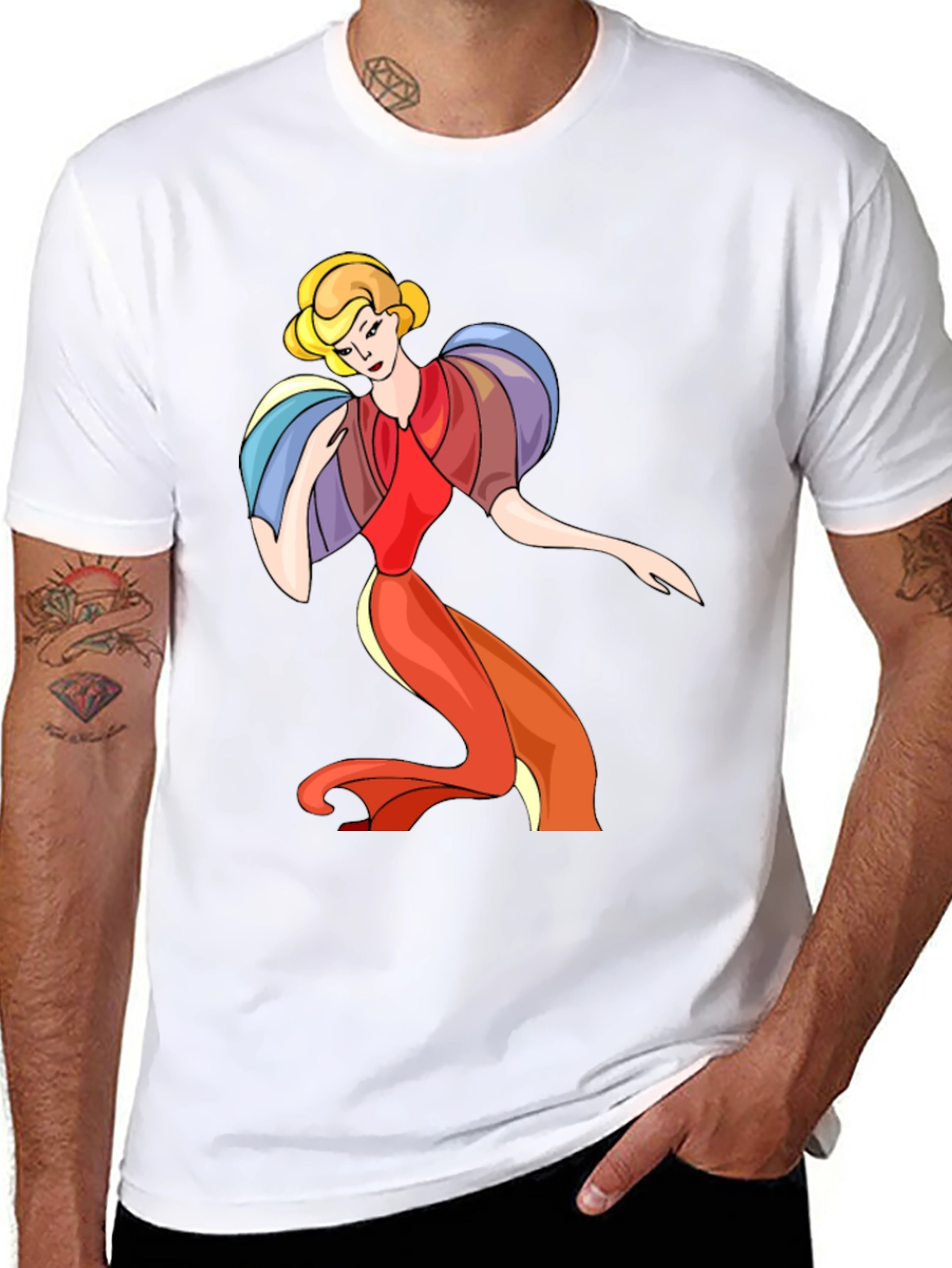 Retro Cartoon Lady Black T-Shirt