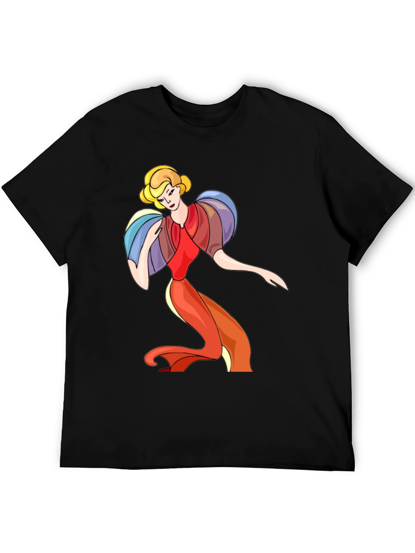 Retro Cartoon Lady Black T-Shirt