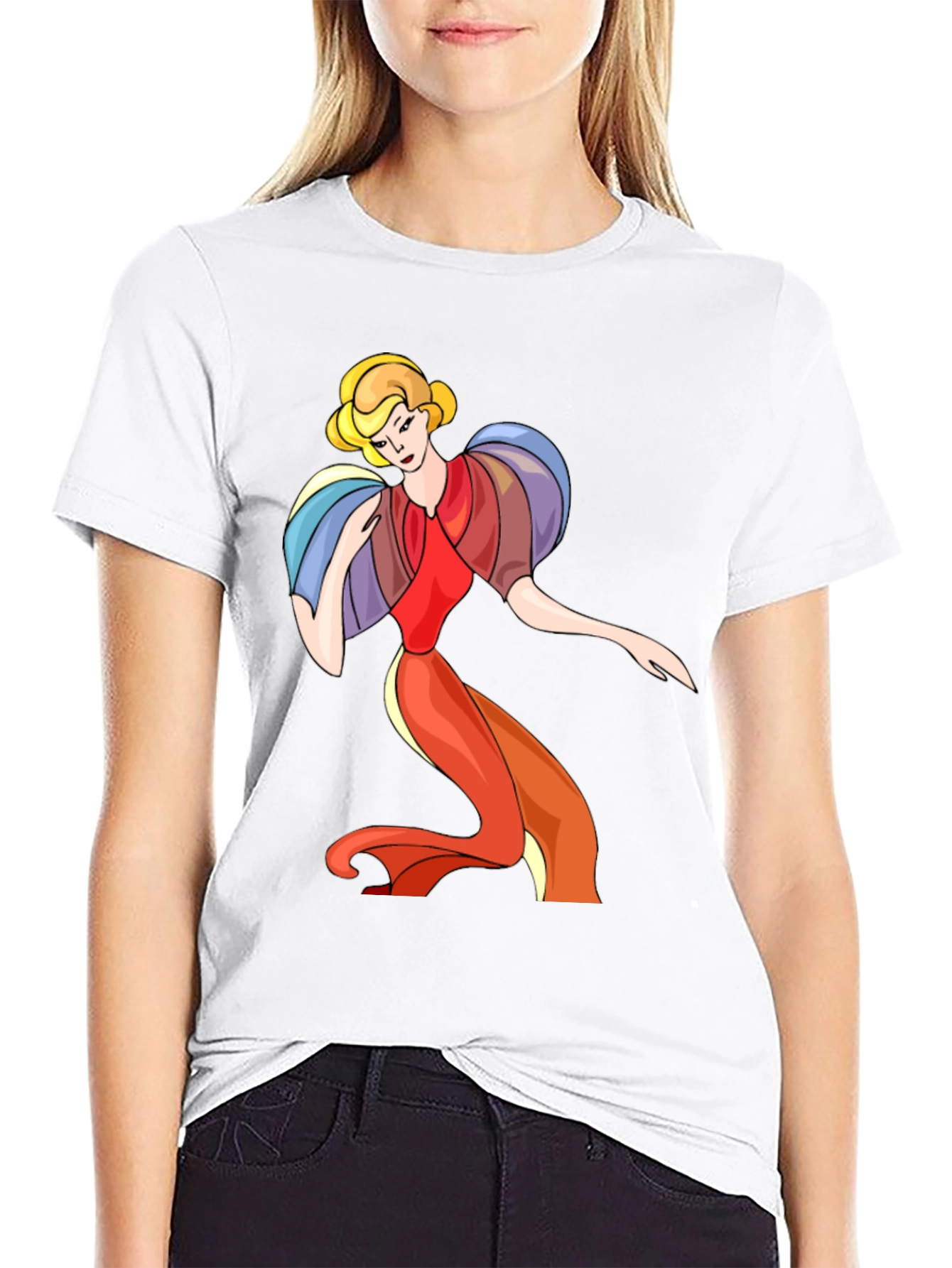 Retro Cartoon Lady Black T-Shirt