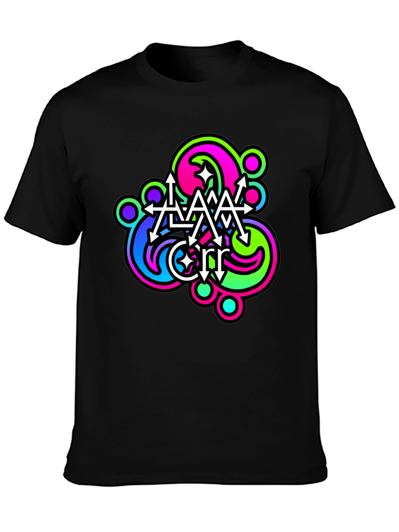Abstract Neon Graphic Print Black T-Shirt