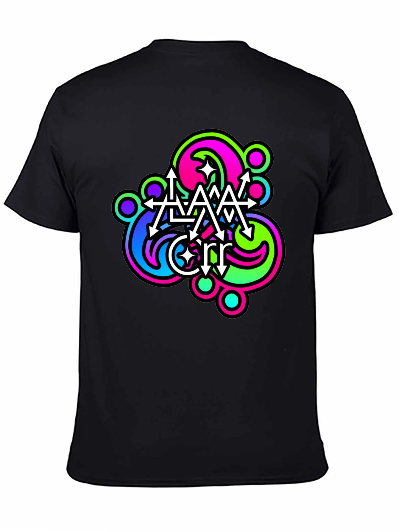 Abstract Neon Graphic Print Black T-Shirt