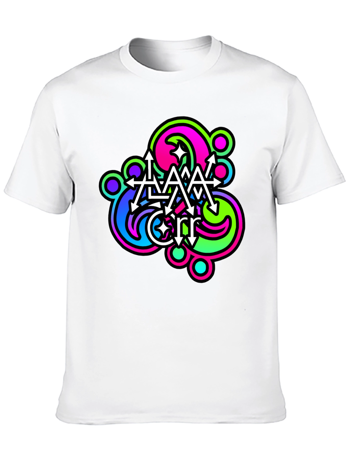 Abstract Neon Graphic Print Black T-Shirt