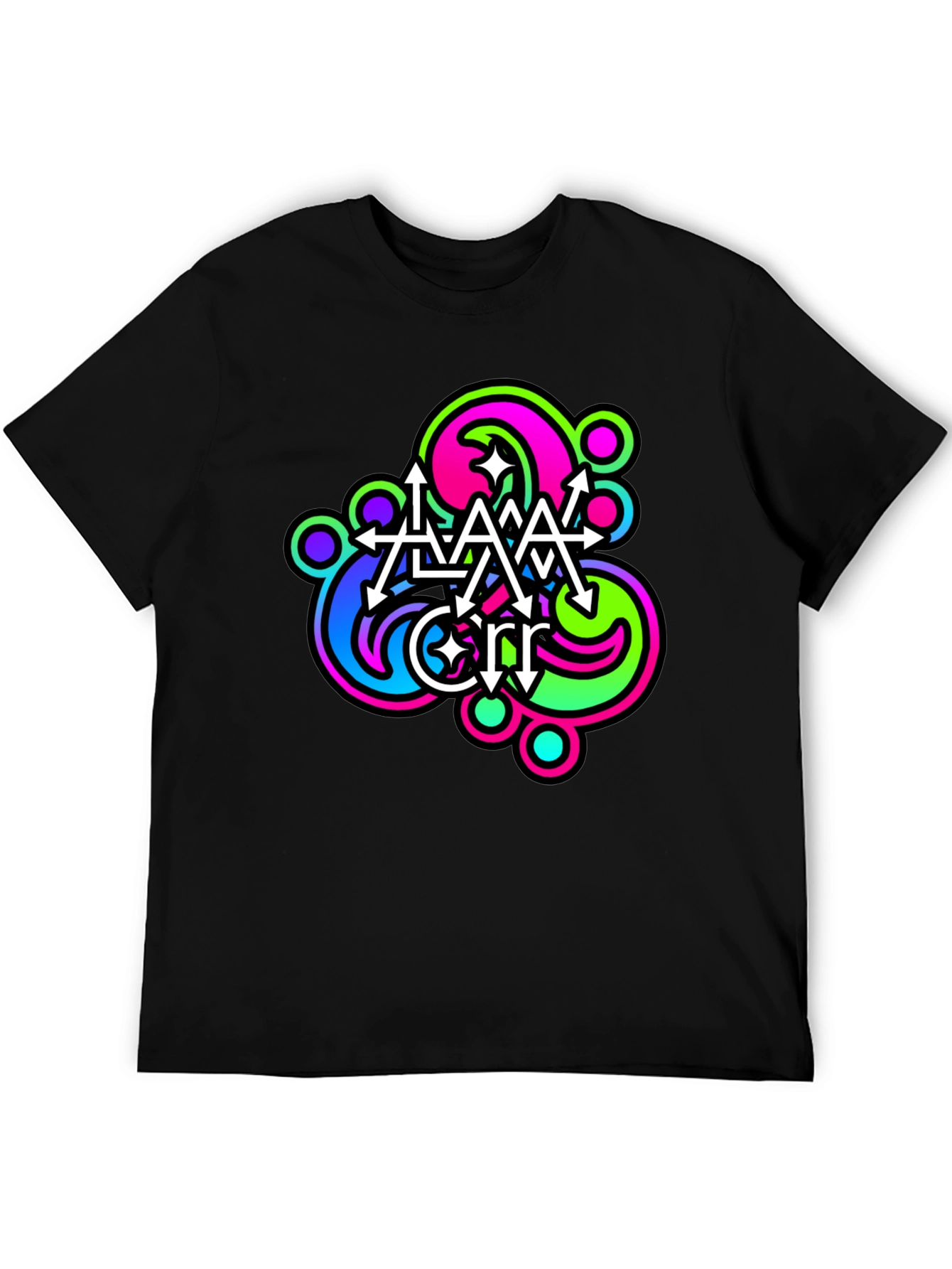 Abstract Neon Graphic Print Black T-Shirt