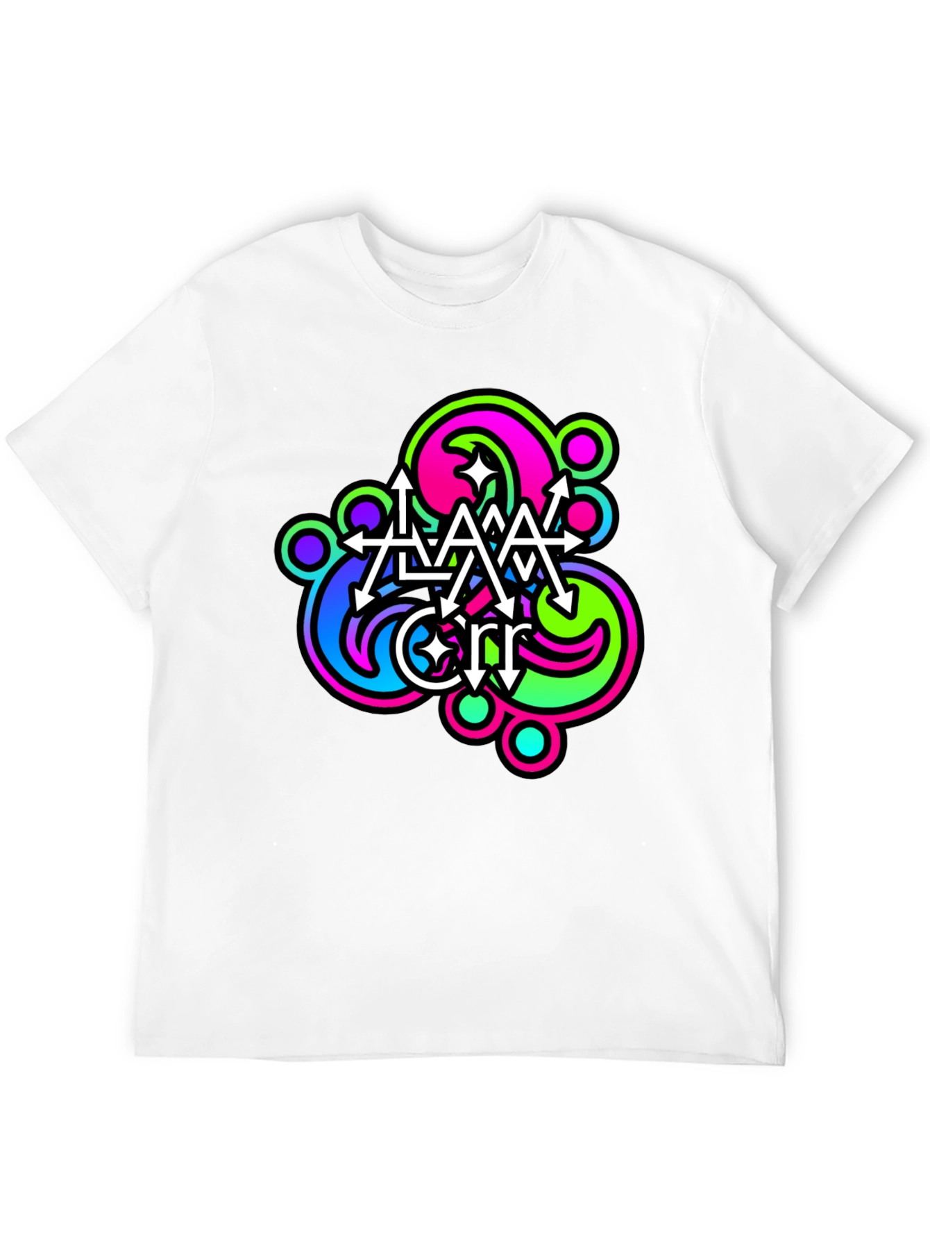 Abstract Neon Graphic Print Black T-Shirt