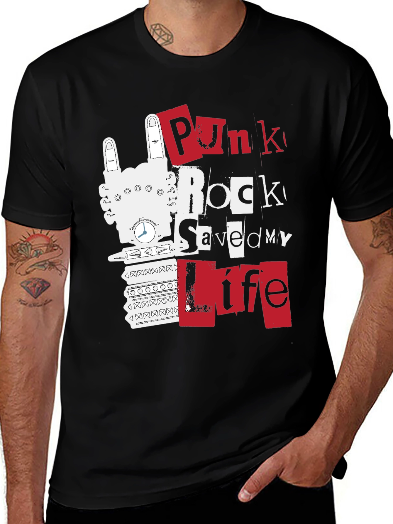 Punk Rock Saved My Life Black Graphic Tee