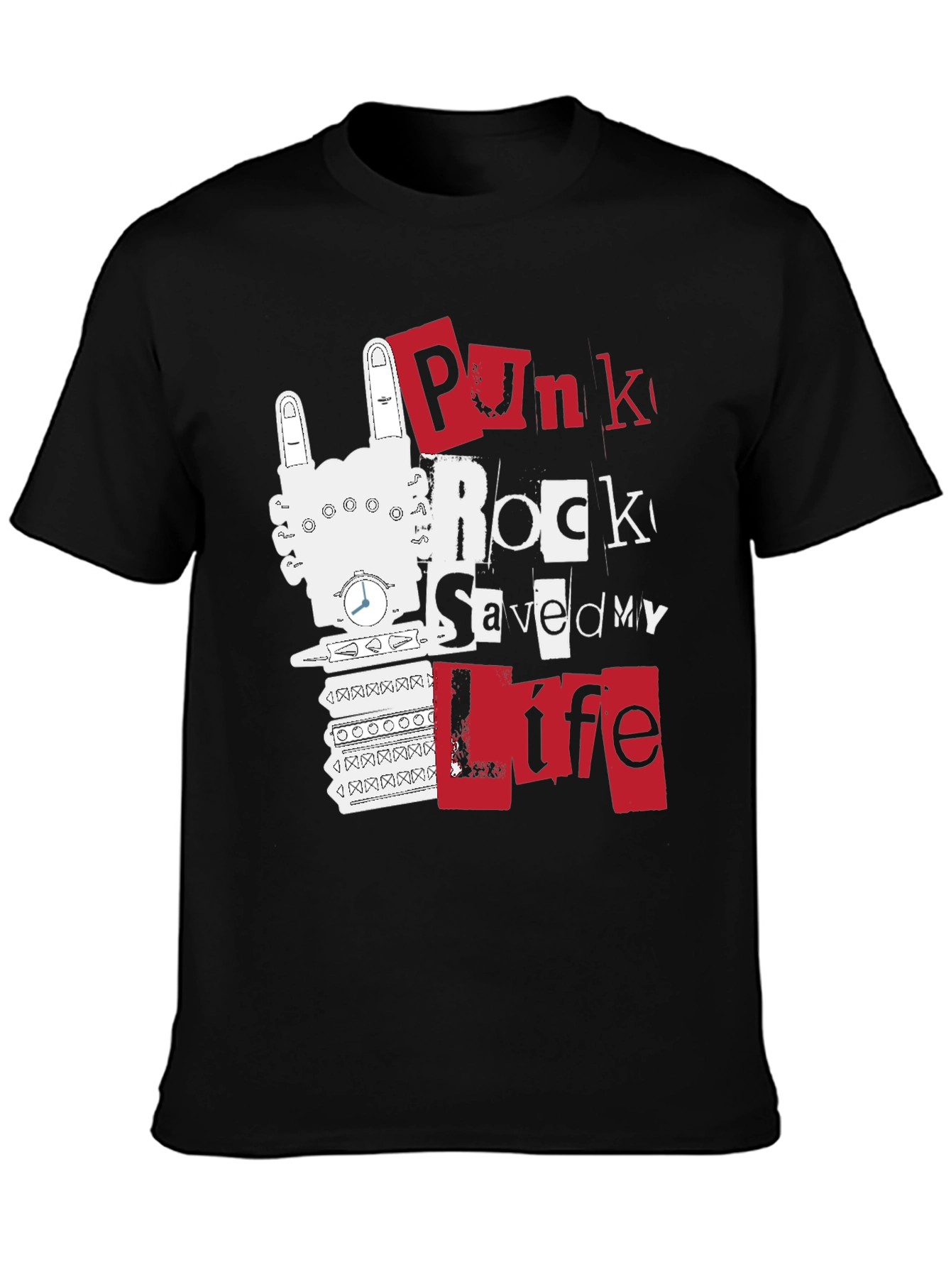 Punk Rock Saved My Life Black Graphic Tee