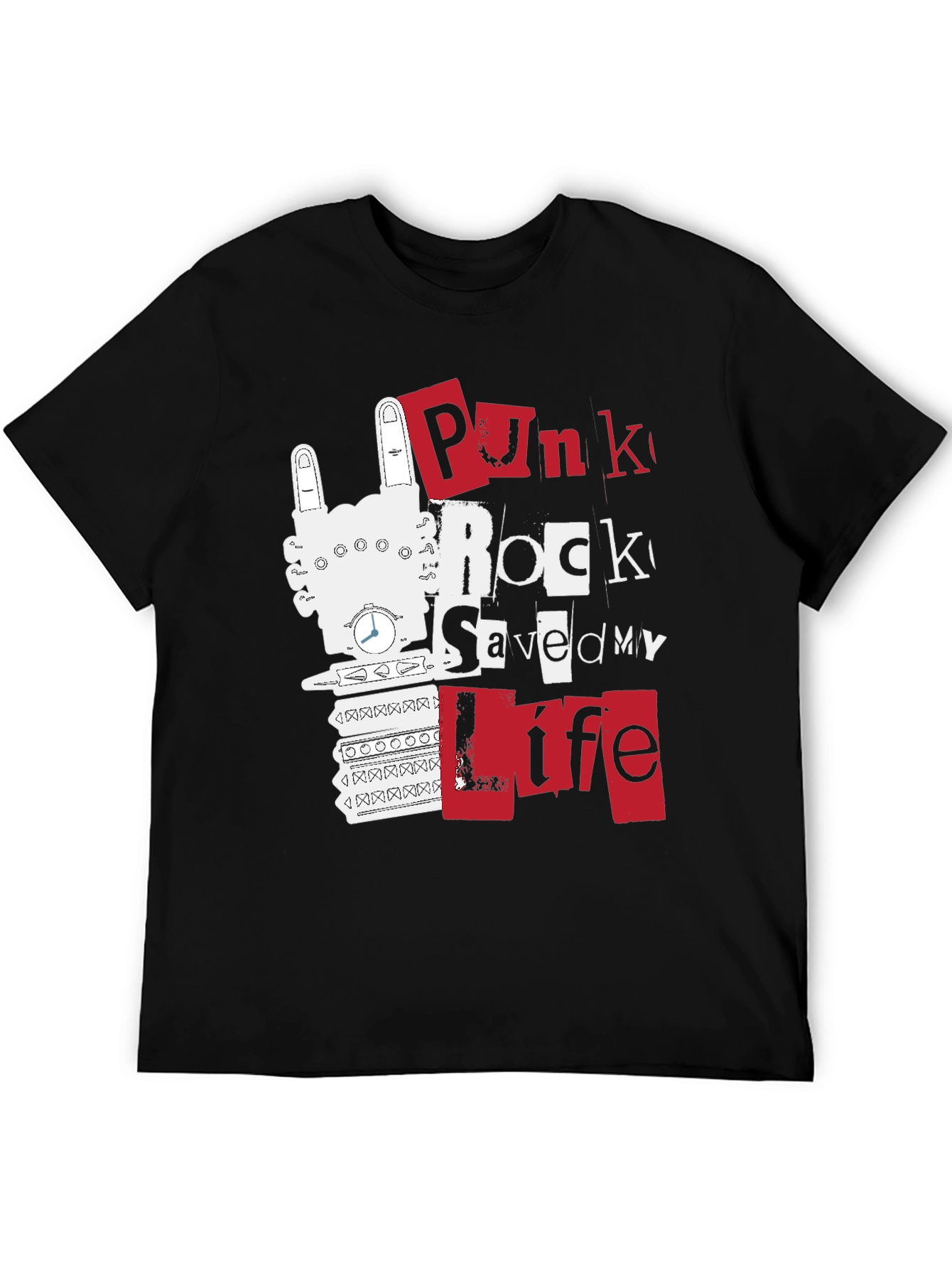 Punk Rock Saved My Life Black Graphic Tee