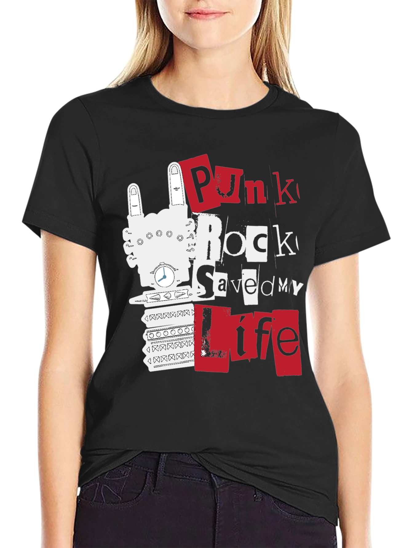 Punk Rock Saved My Life Black Graphic Tee