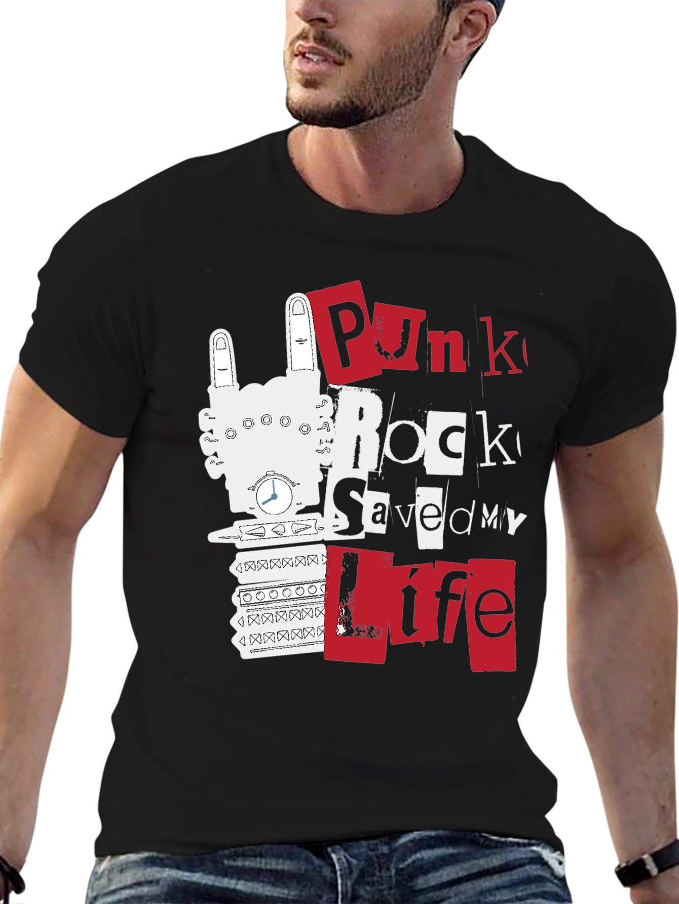 Punk Rock Saved My Life Black Graphic Tee