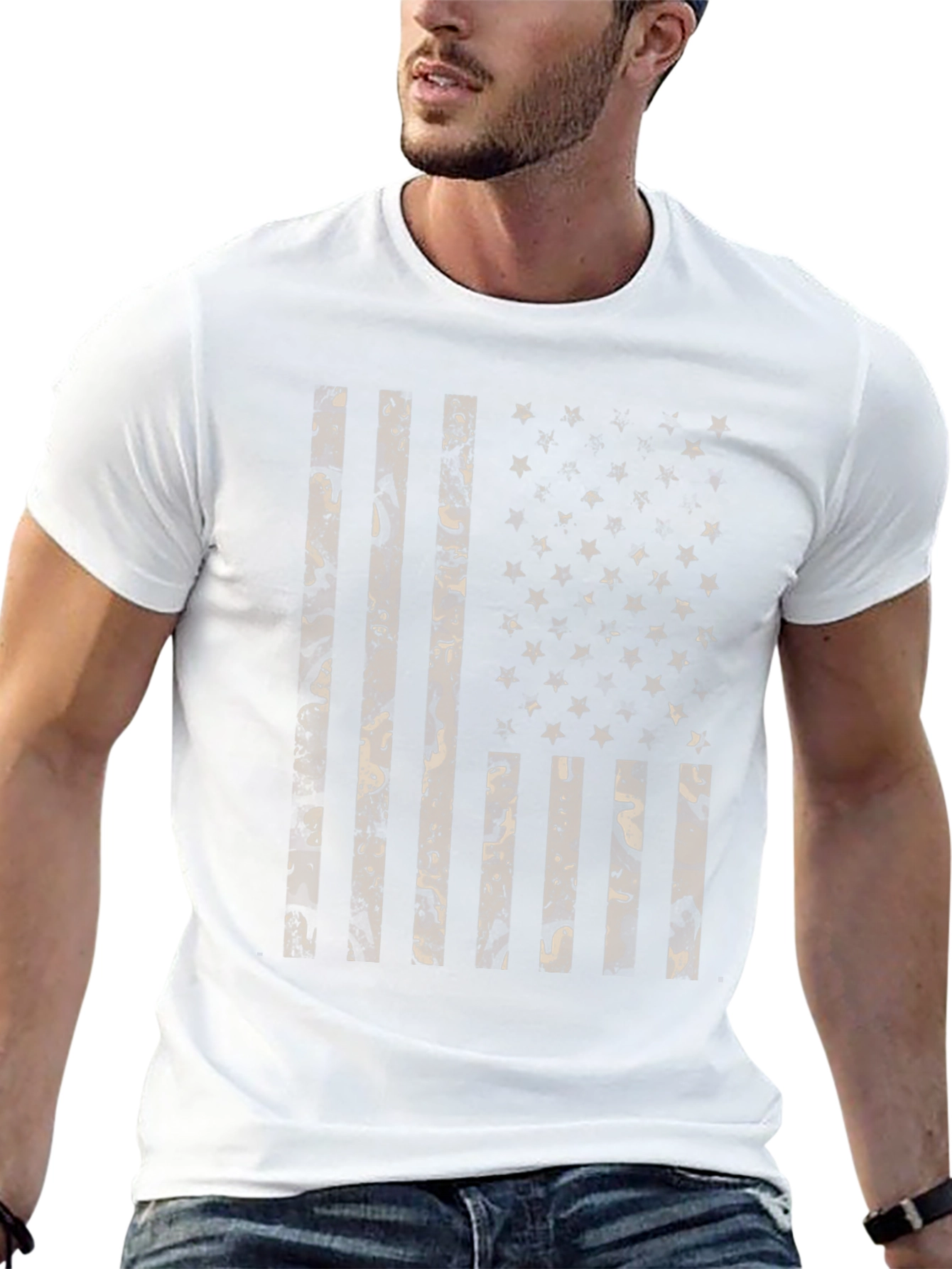 Camo American Flag Graphic T-Shirt