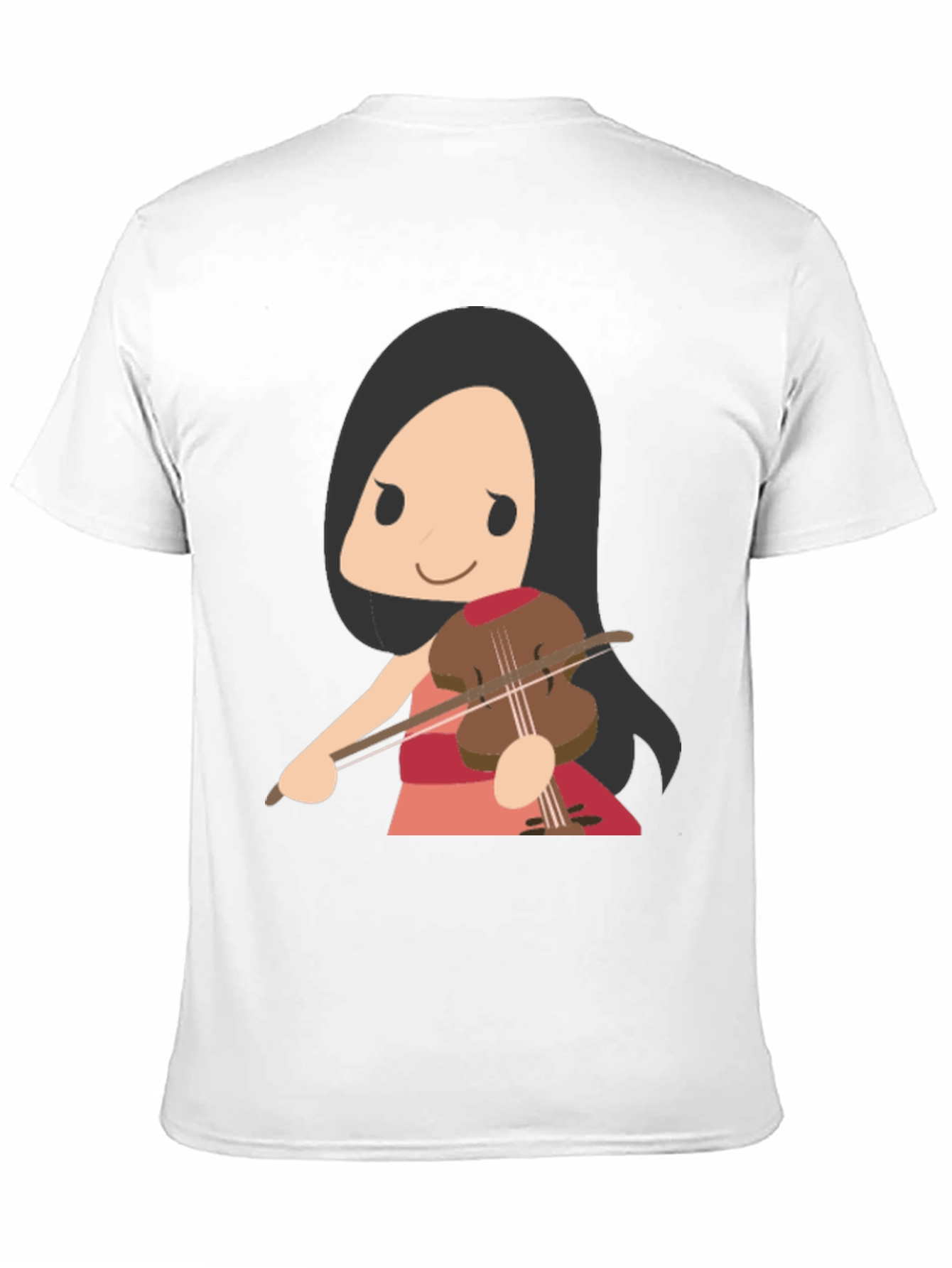 Cartoon Violinist Graphic T-Shirt - Black Cotton Tee