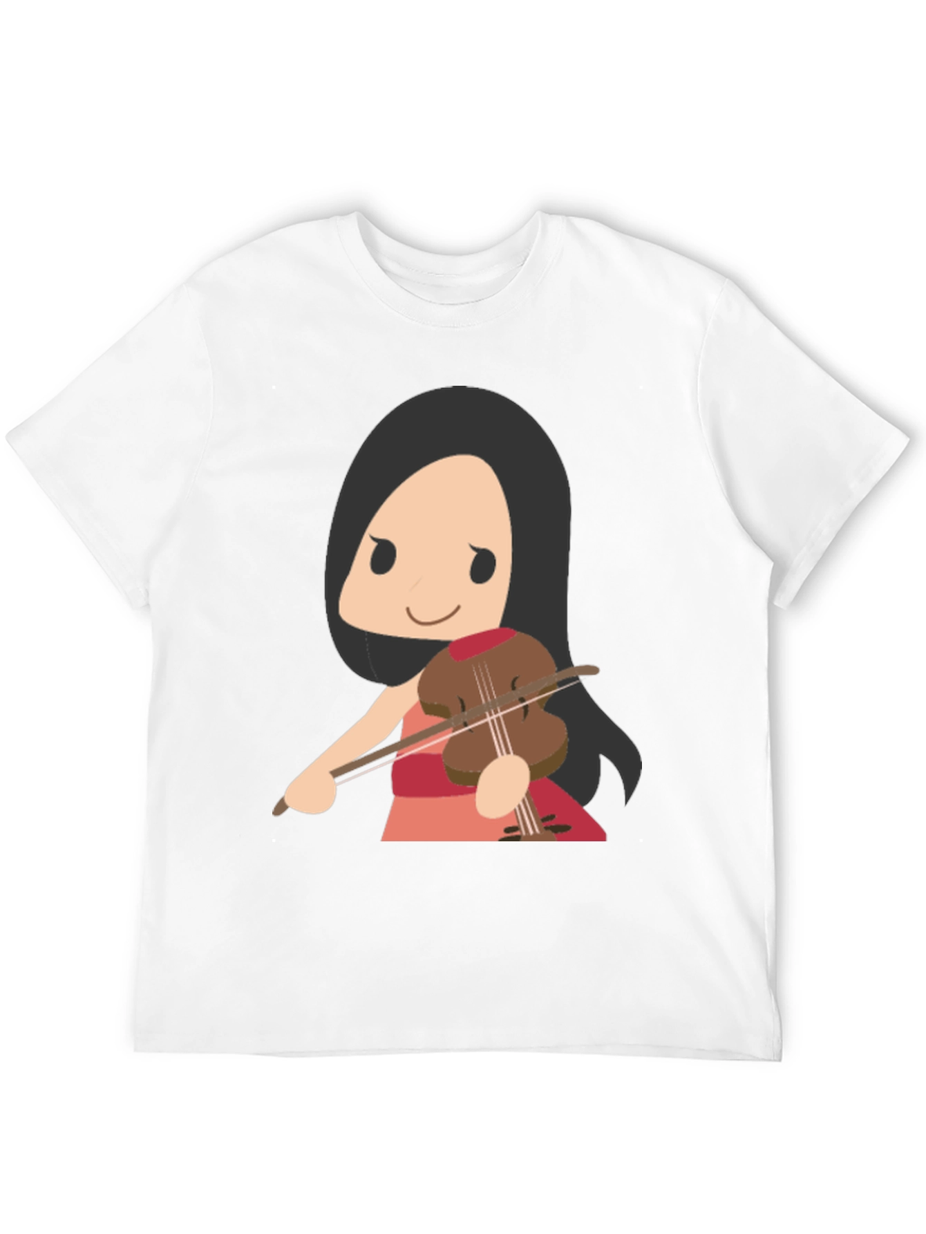 Cartoon Violinist Graphic T-Shirt - Black Cotton Tee