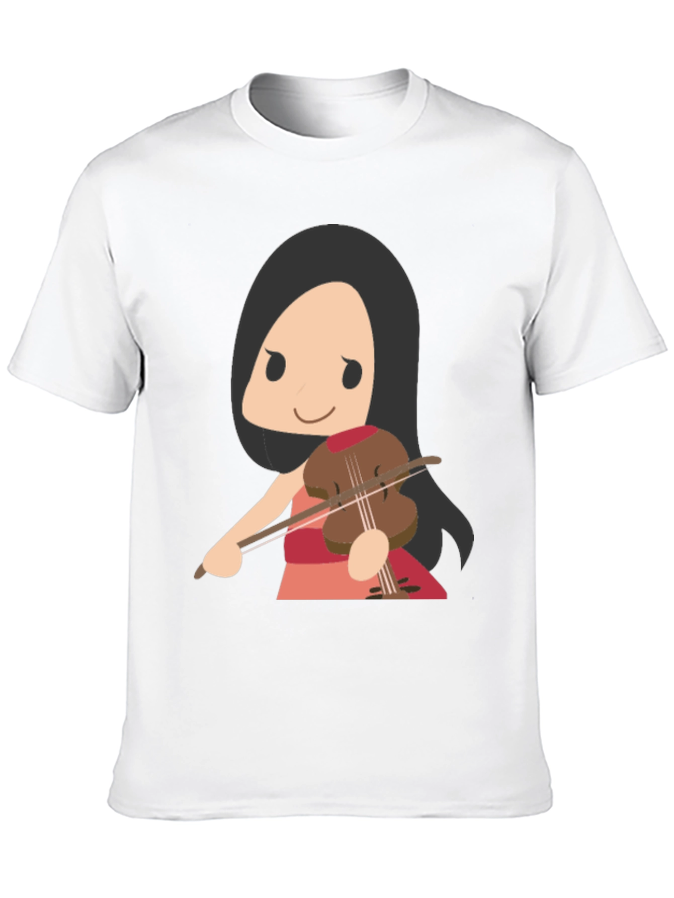 Cartoon Violinist Graphic T-Shirt - Black Cotton Tee