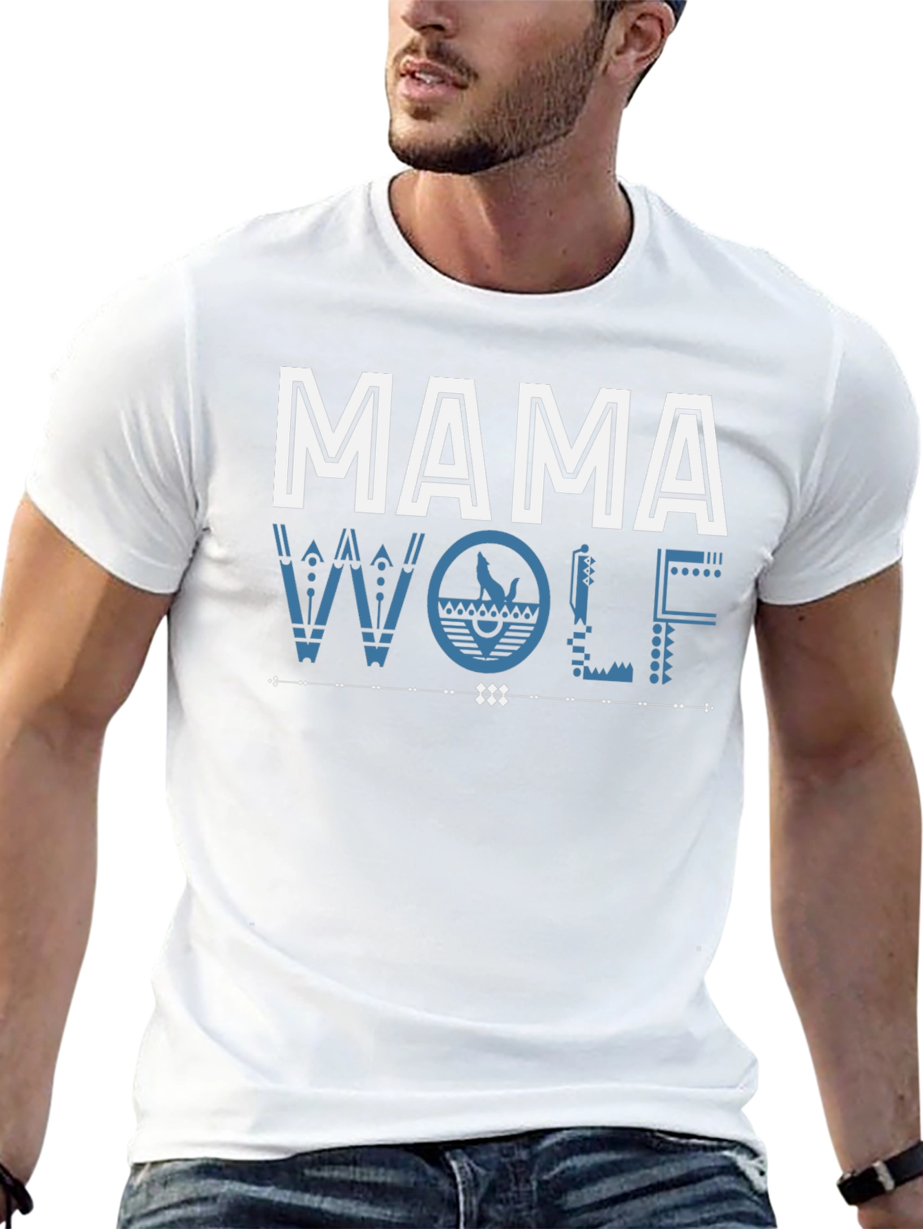 Mama Wolf Graphic Tee - Stylish Tribal Design