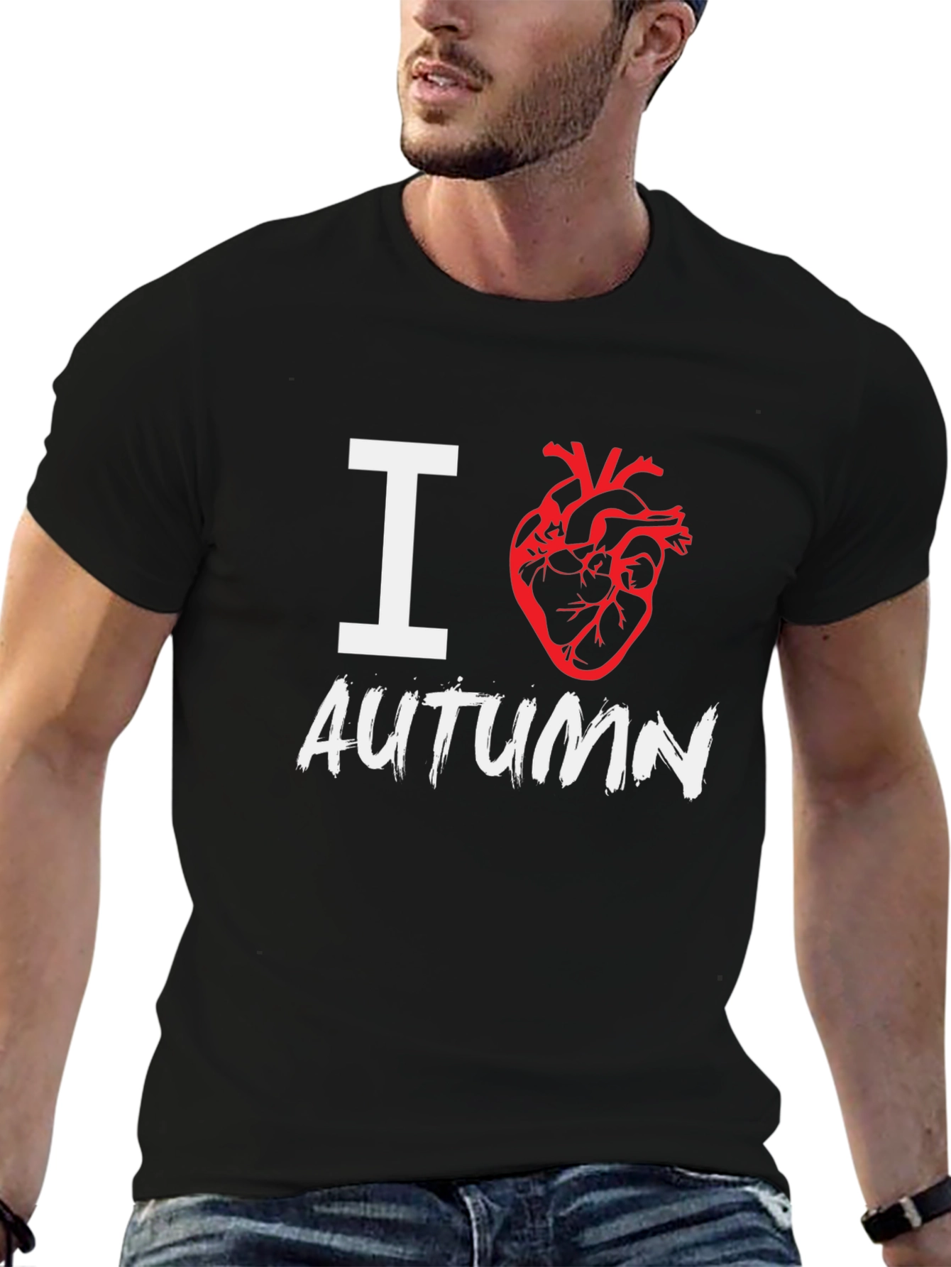 I Heart Autumn Graphic T-Shirt - Black