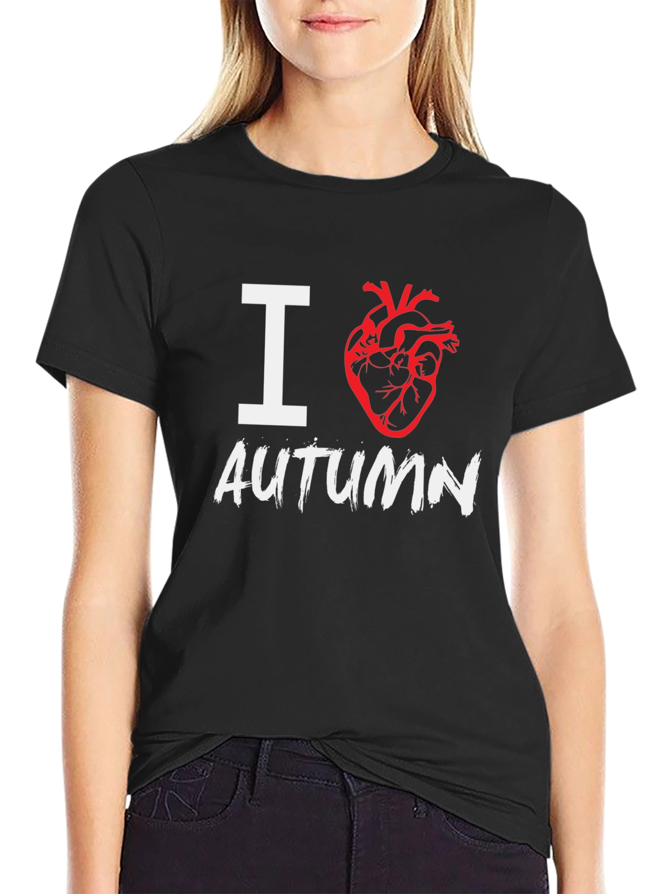 I Heart Autumn Graphic T-Shirt - Black