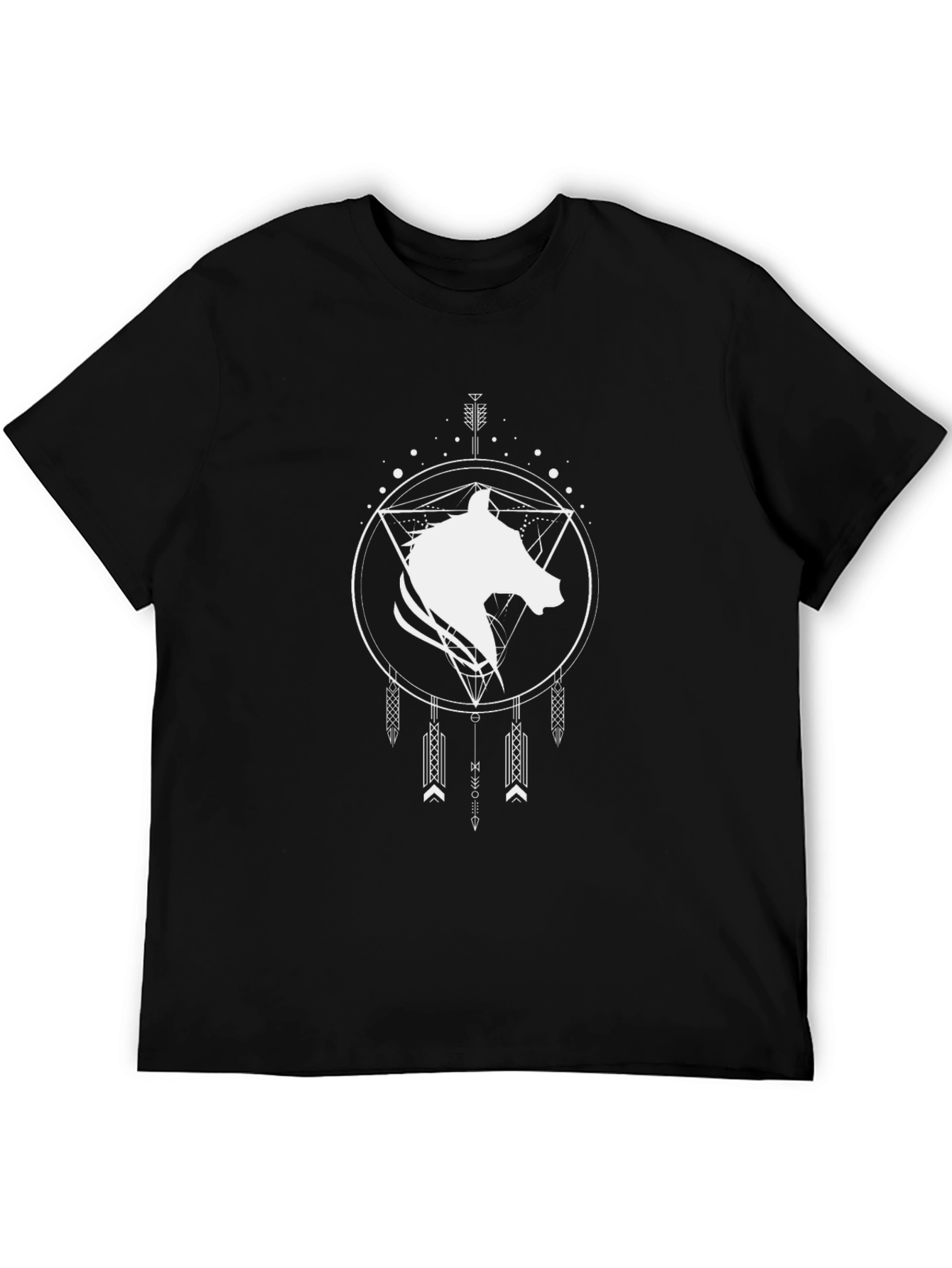 Geometric Horse Head Graphic Tee - Black
