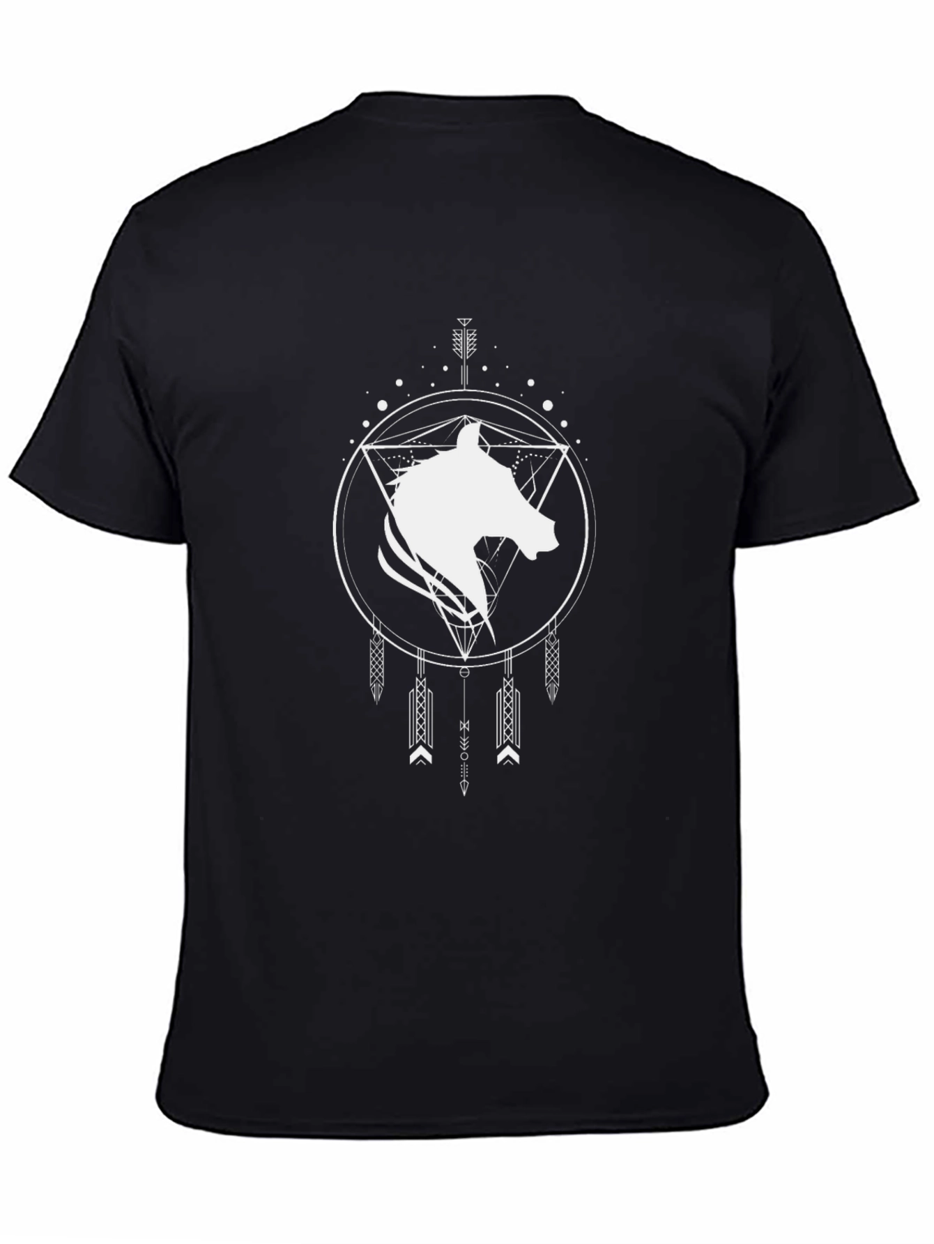 Geometric Horse Head Graphic Tee - Black