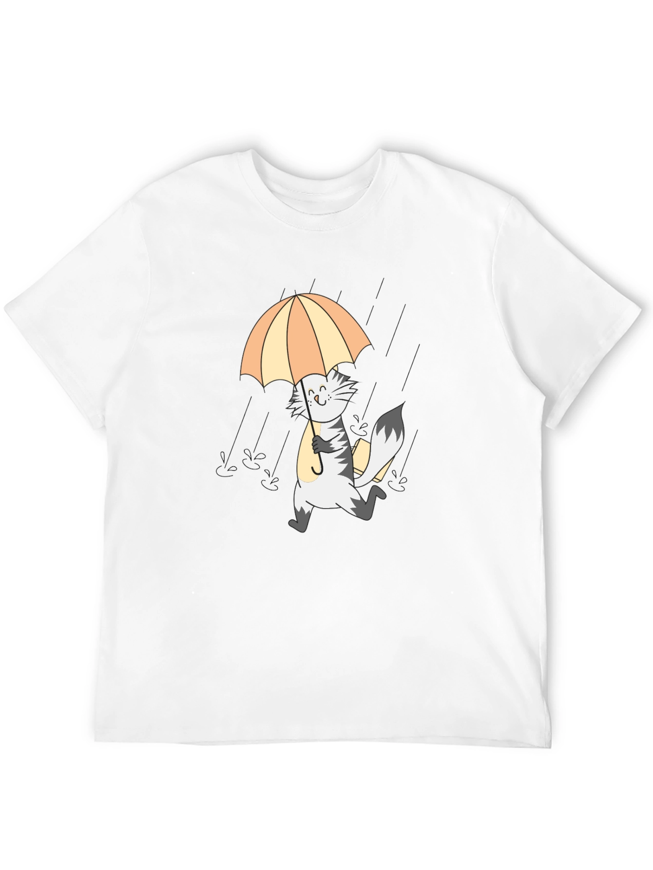 Cat in Rain Graphic Tee - Black Cotton T-Shirt