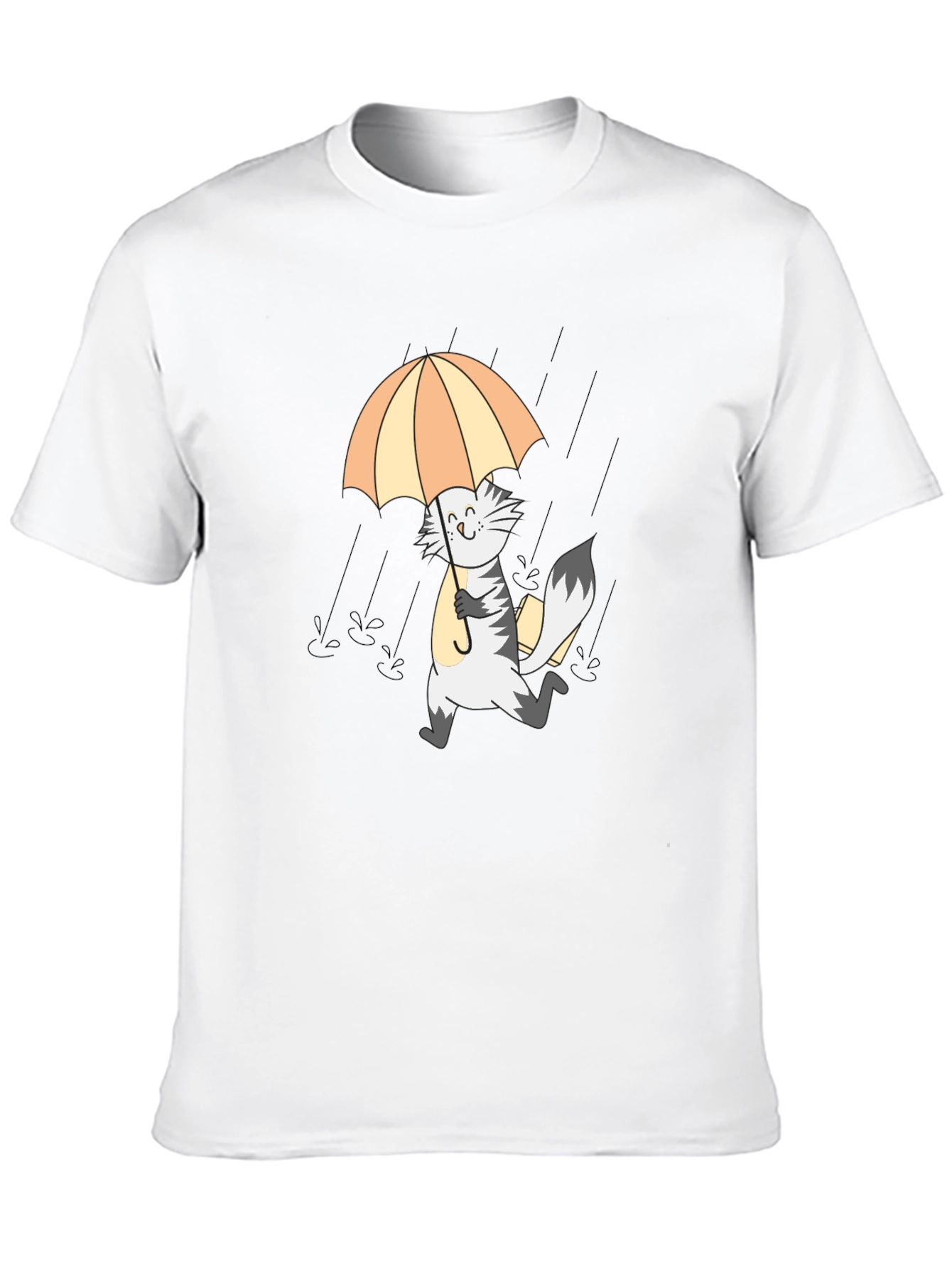 Cat in Rain Graphic Tee - Black Cotton T-Shirt