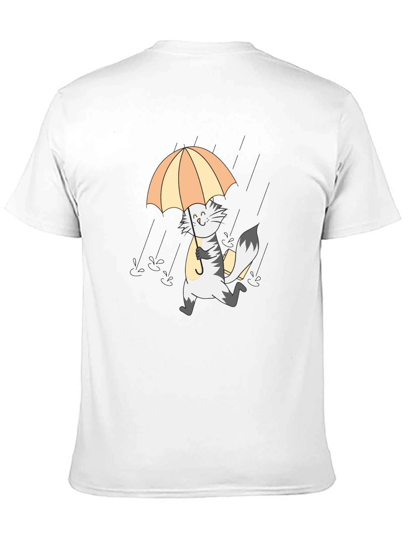 Cat in Rain Graphic Tee - Black Cotton T-Shirt