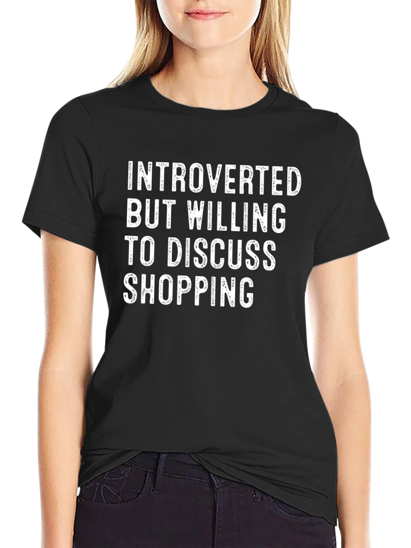 Introverted Shopping T-Shirt: Black Tee