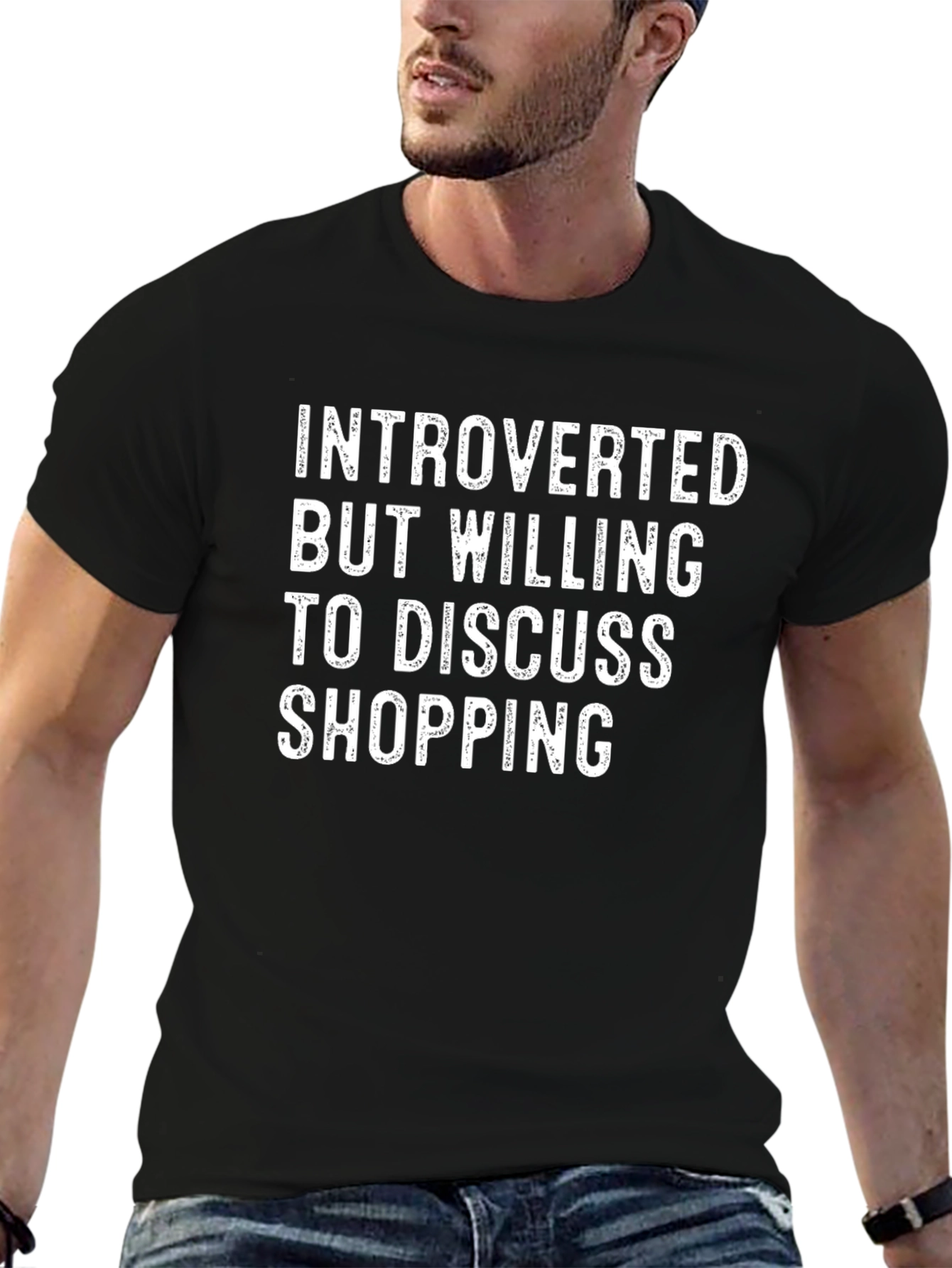 Introverted Shopping T-Shirt: Black Tee