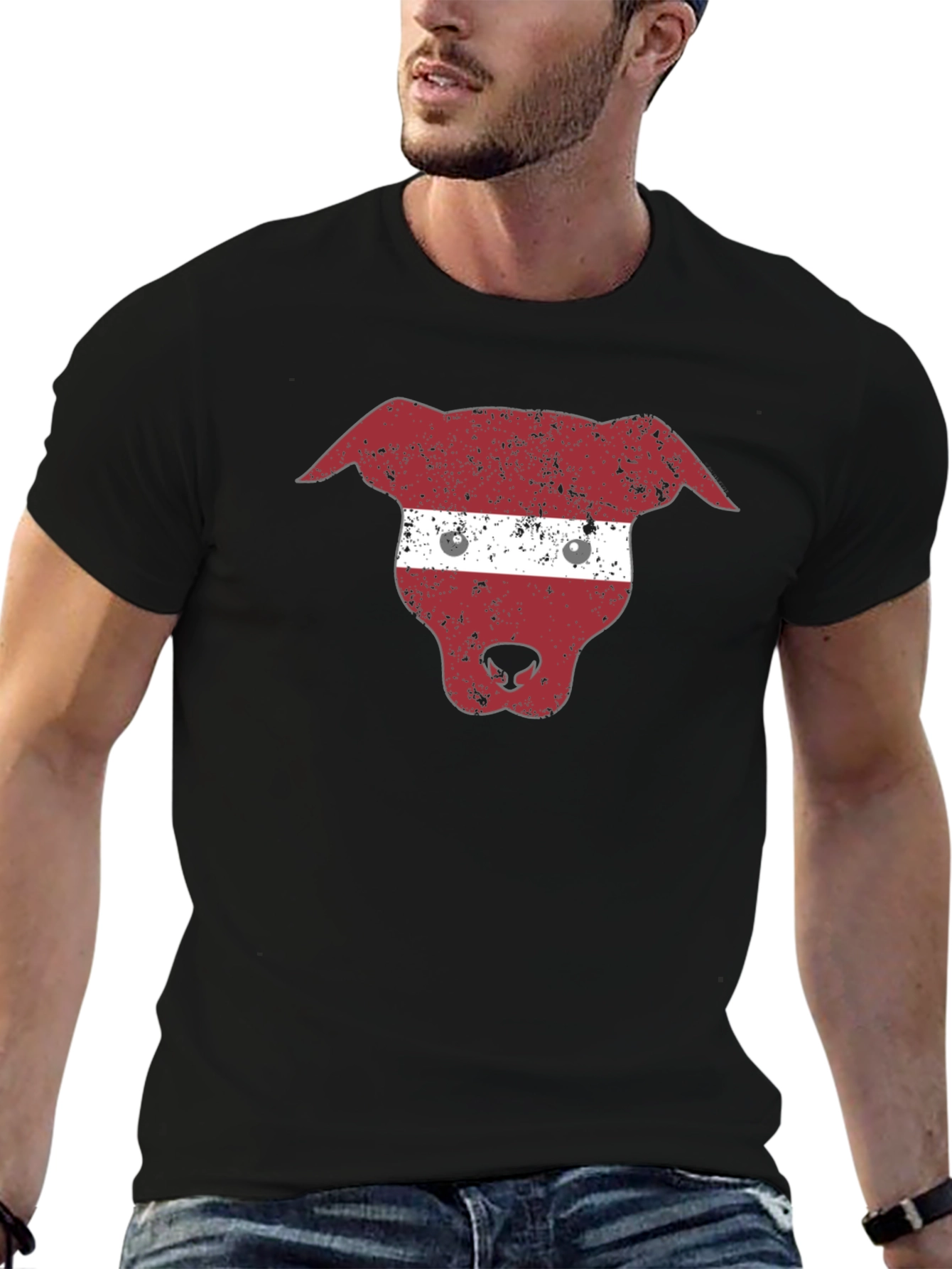 Latvia Dog Flag T-Shirt - Black Graphic Tee
