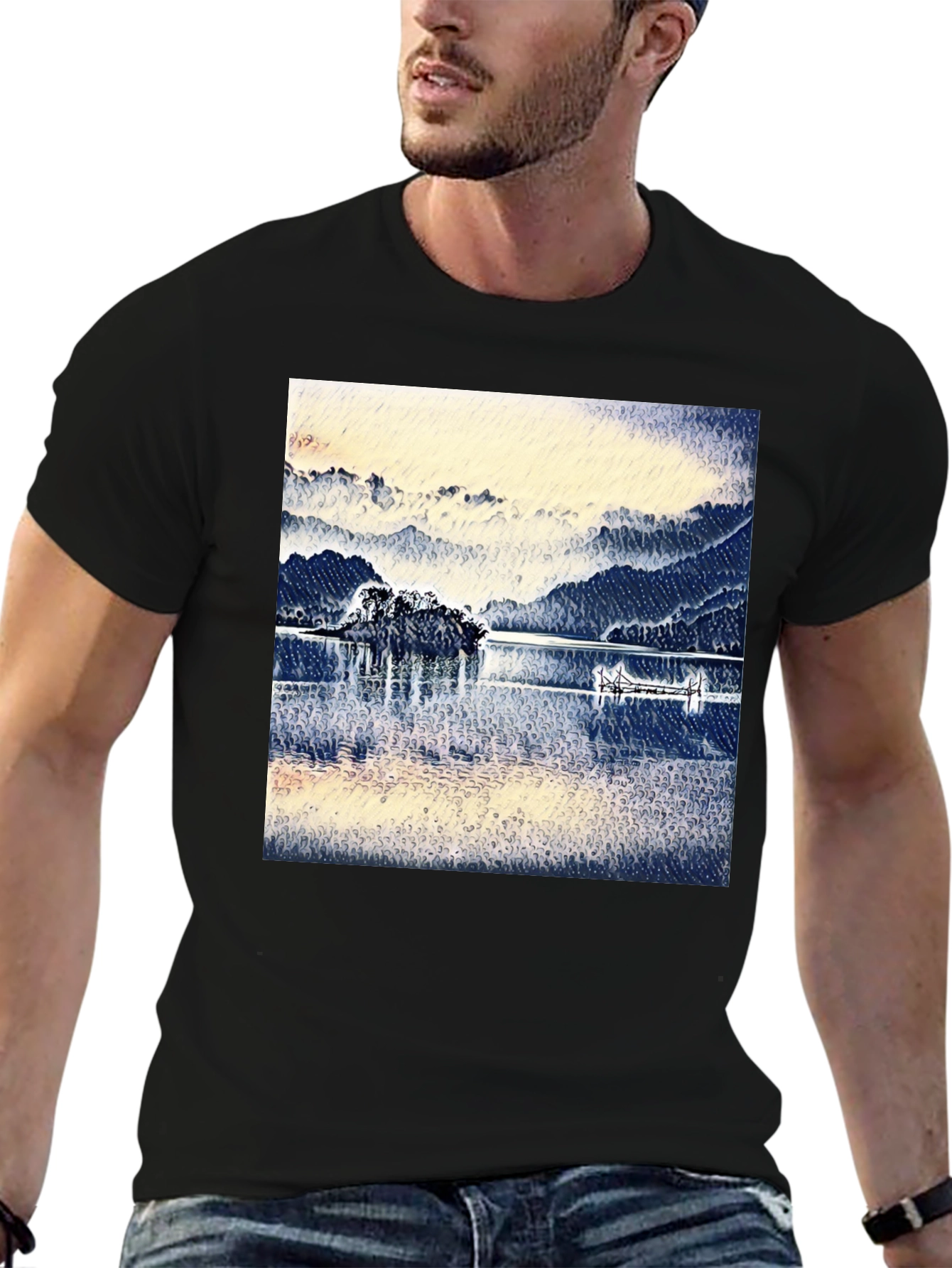 Lake View Graphic Tee - Black