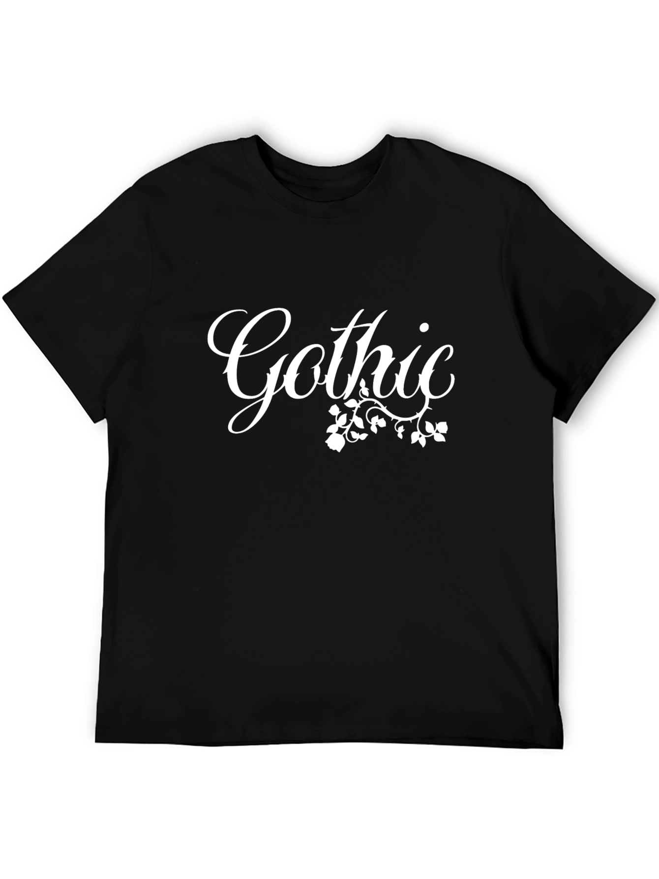 Gothic Floral Tee - Stylish Black T-Shirt